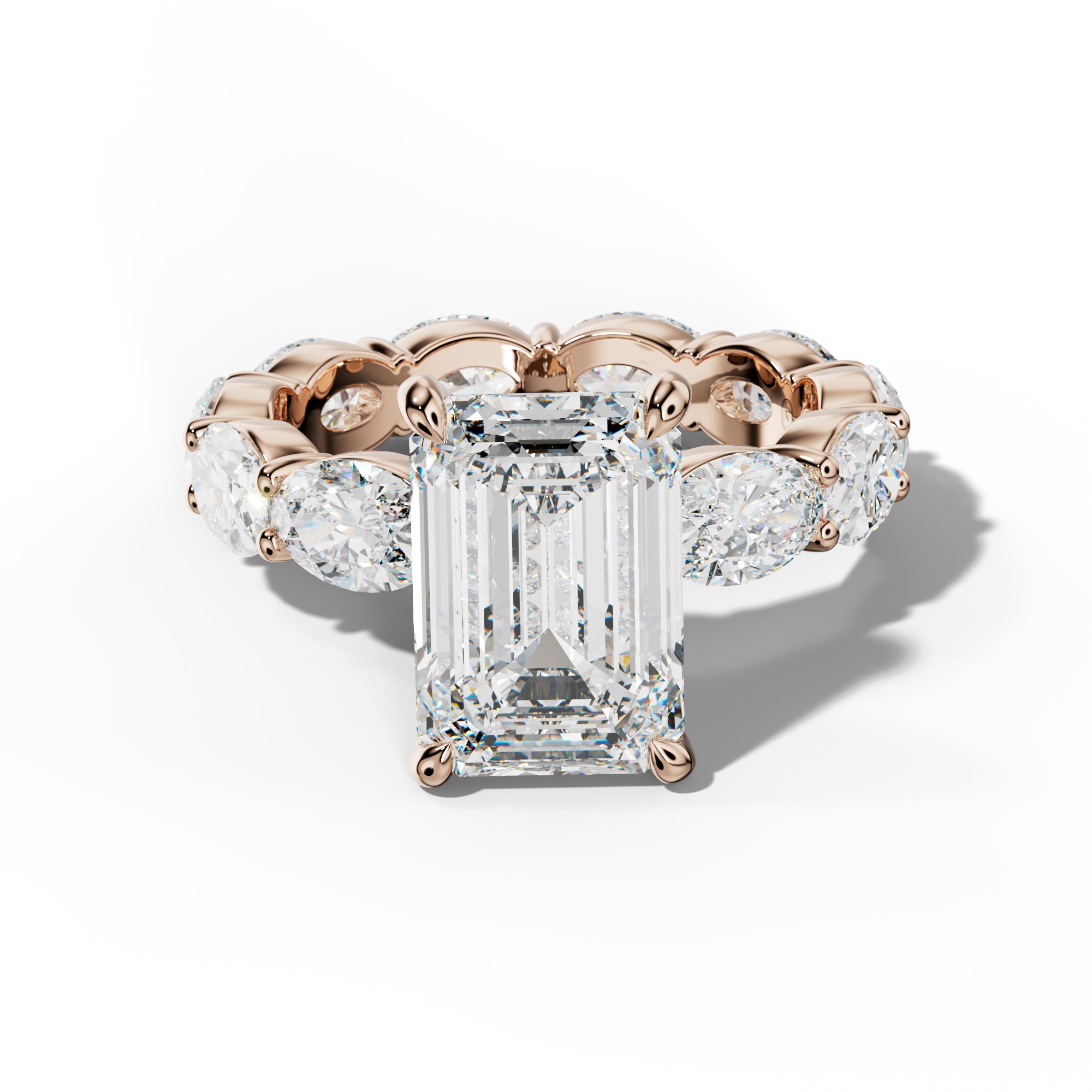 Margaret Emerald Cut Engagement Ring With East West Oval Side Stones