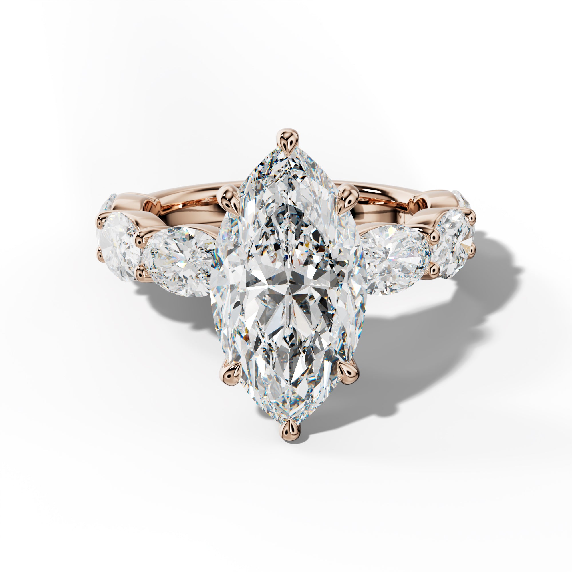 Katherine Marquise Diamond Engagement Ring With East West Oval Side Stones