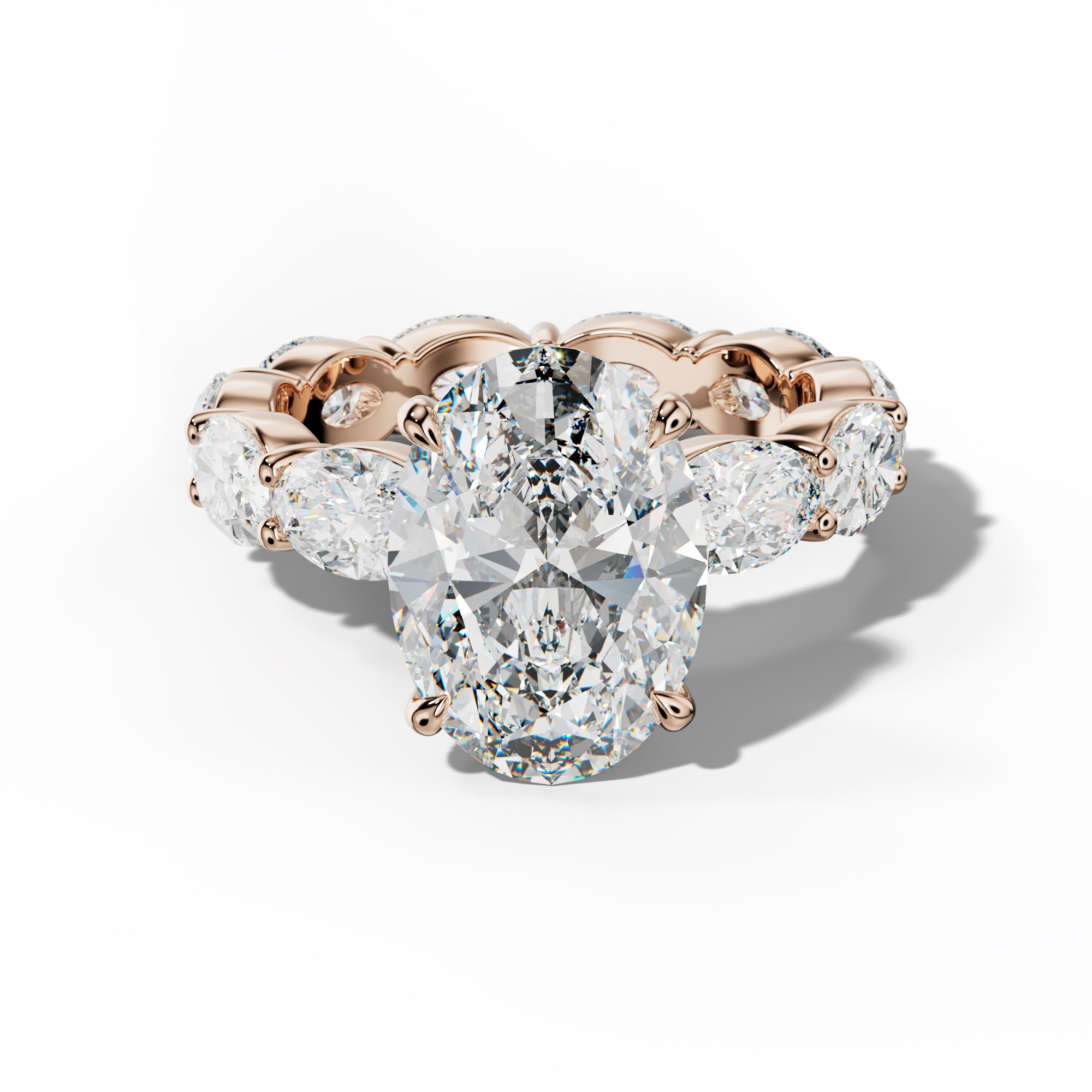Margaret Oval Diamond Engagement Ring With East West Oval Side Stones