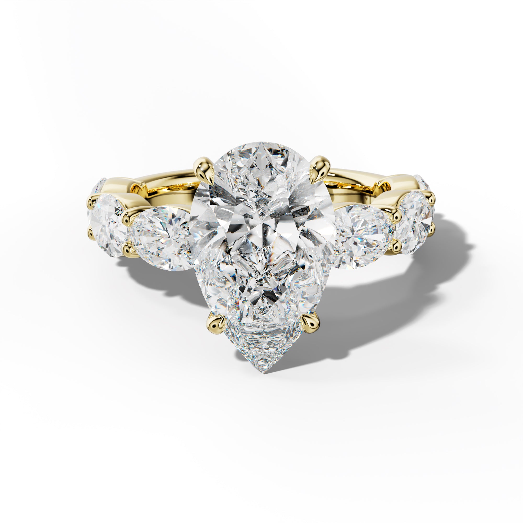 Katherine Pear Shape Engagement Ring With East West Oval Side Stones