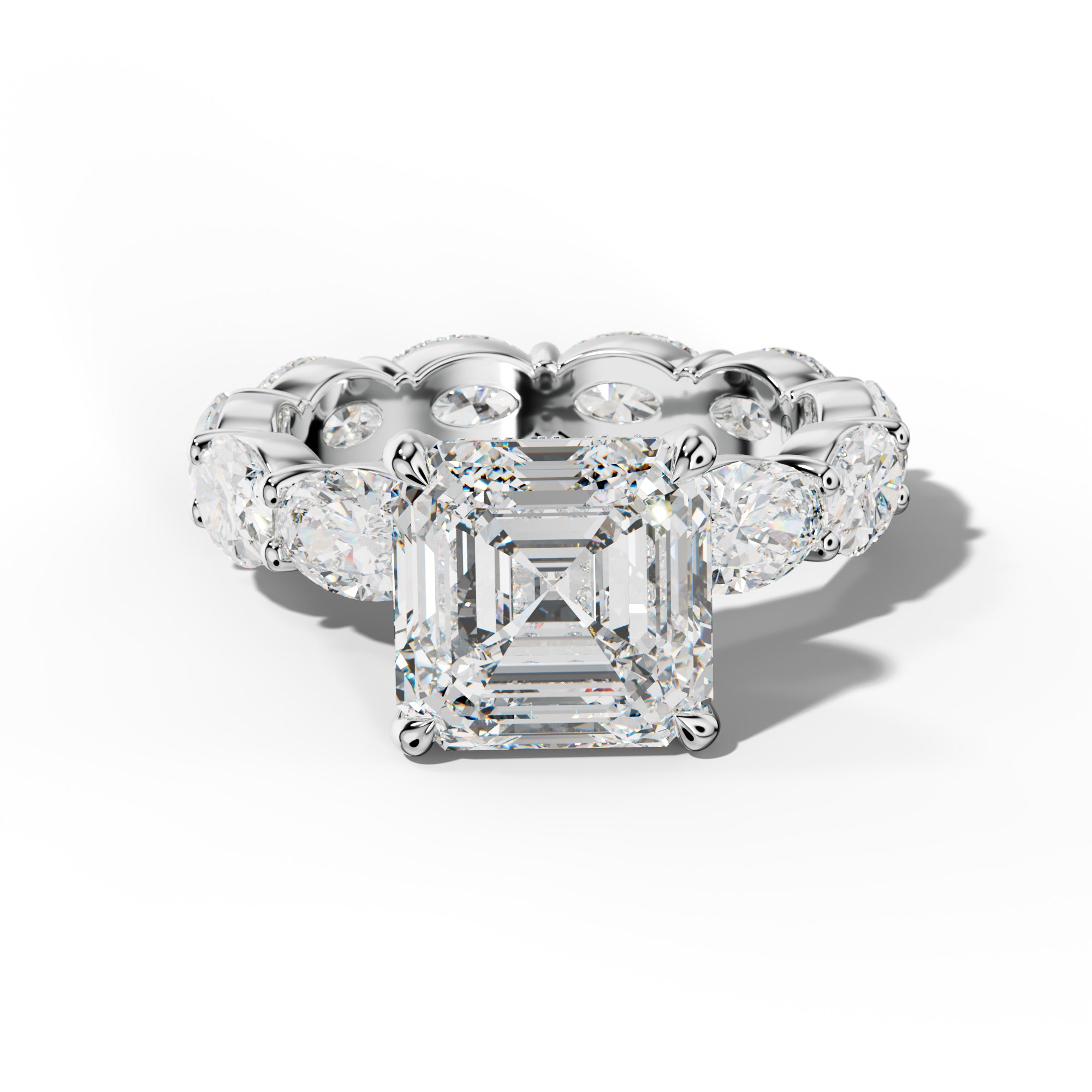 Margaret Asscher Diamond Engagement Ring With East West Oval Side Stones