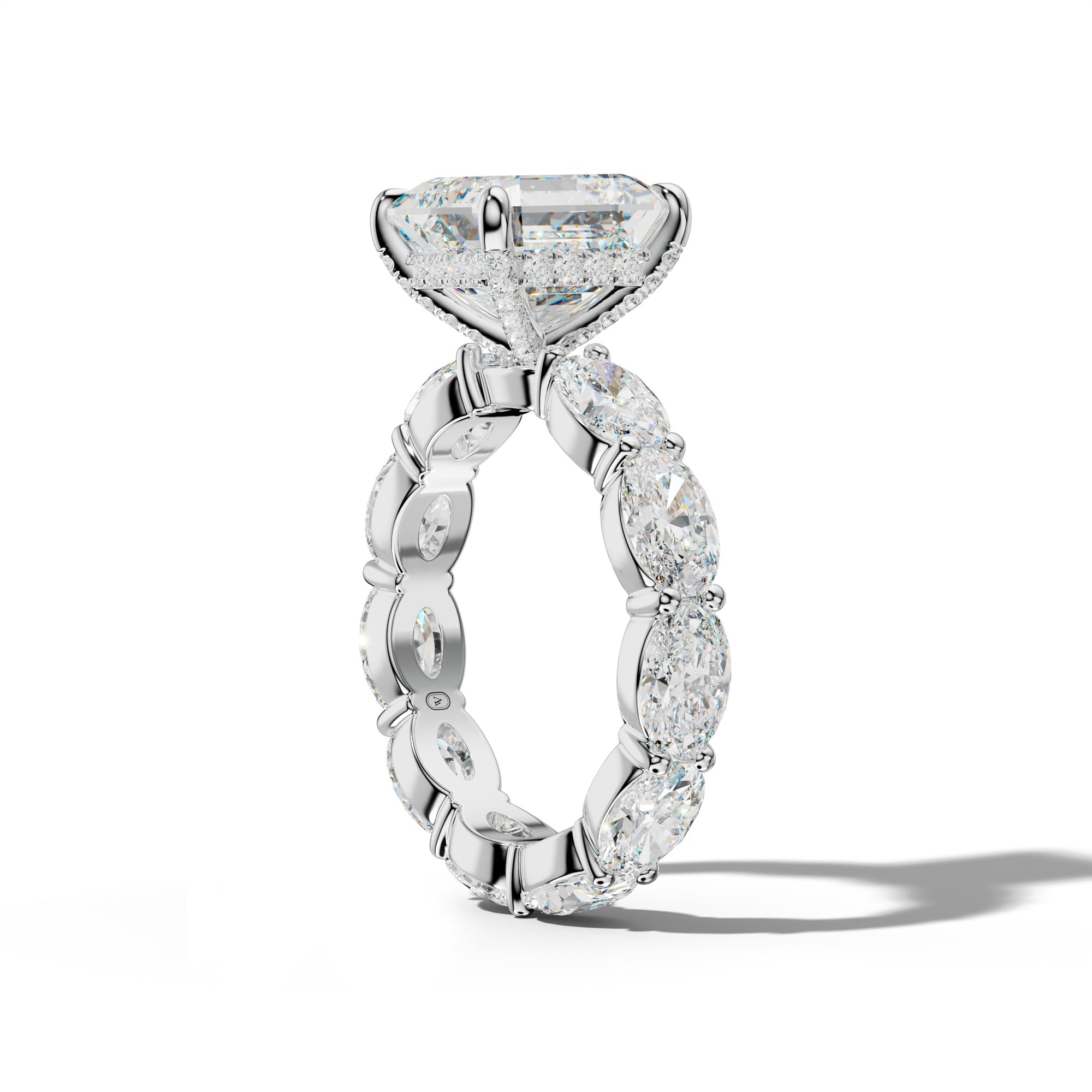 Margaret Asscher Diamond Engagement Ring With East West Oval Side Stones