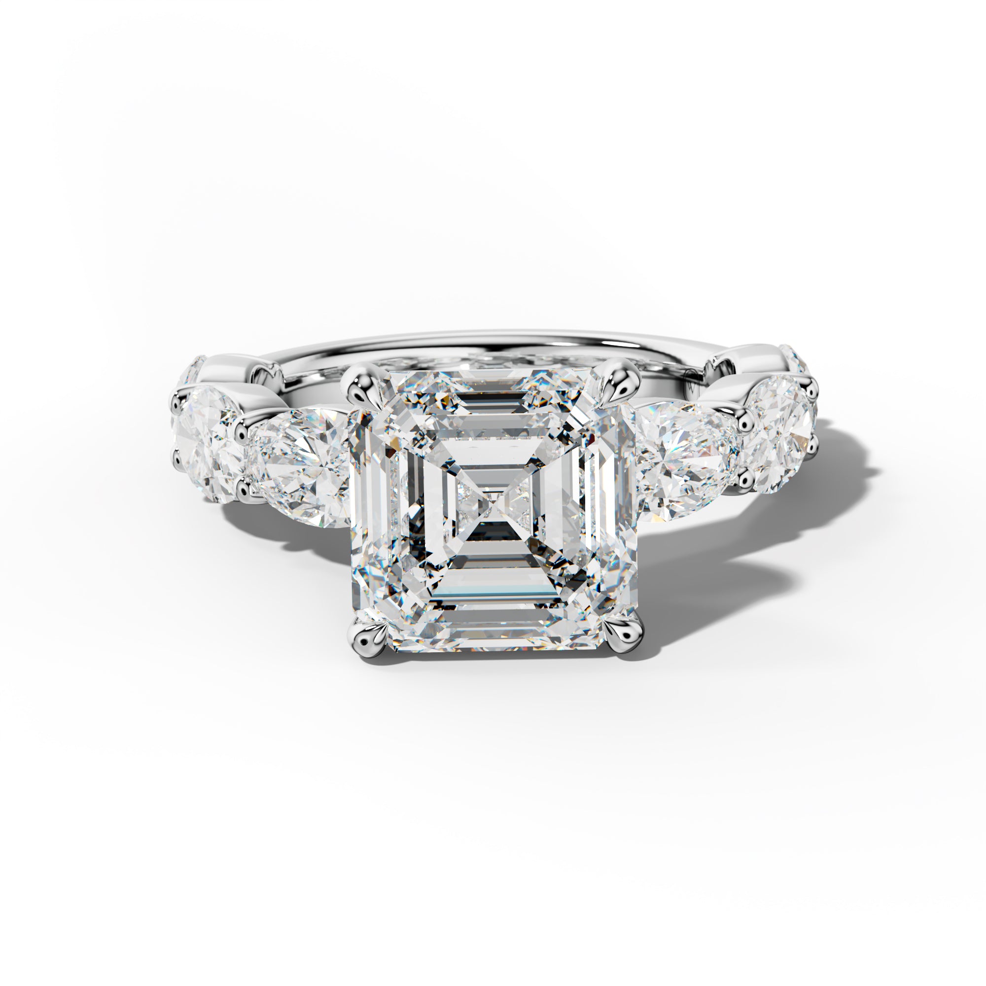 Katherine Asscher Diamond Engagement Ring With East West Oval Side Stones