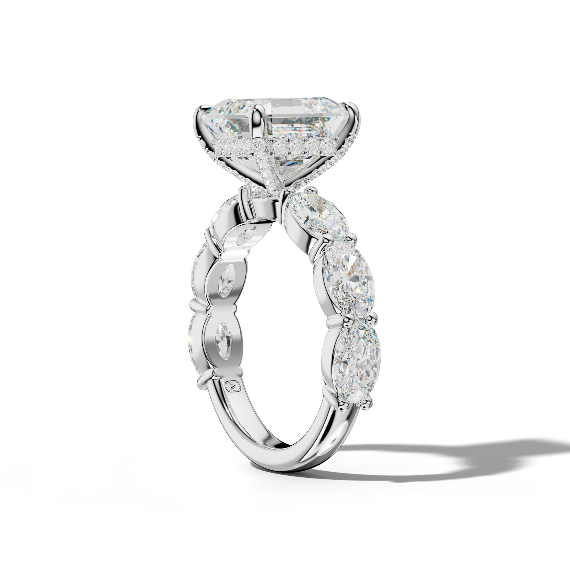 Katherine Asscher Diamond Engagement Ring With East West Oval Side Stones