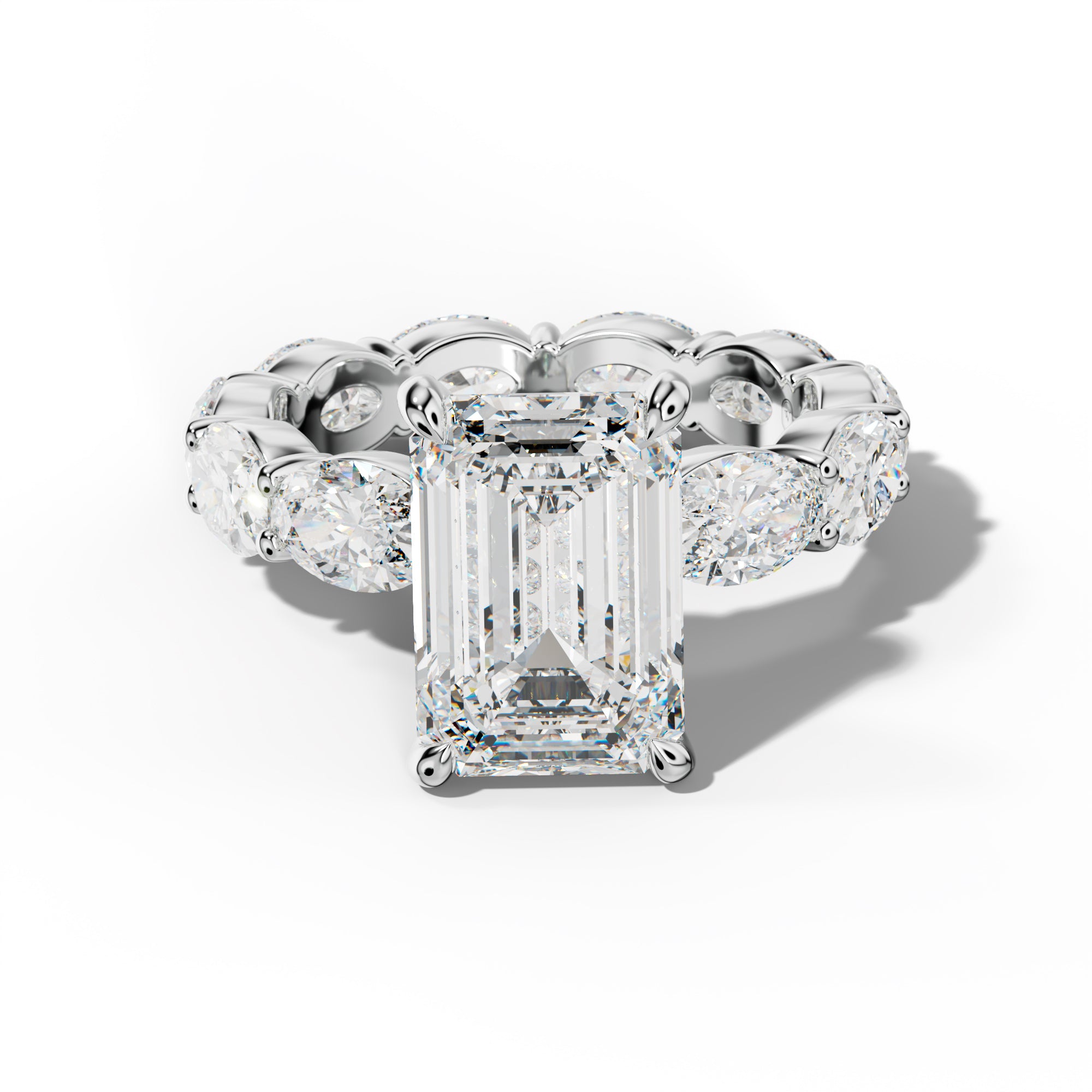 Margaret Emerald Cut Engagement Ring With East West Oval Side Stones