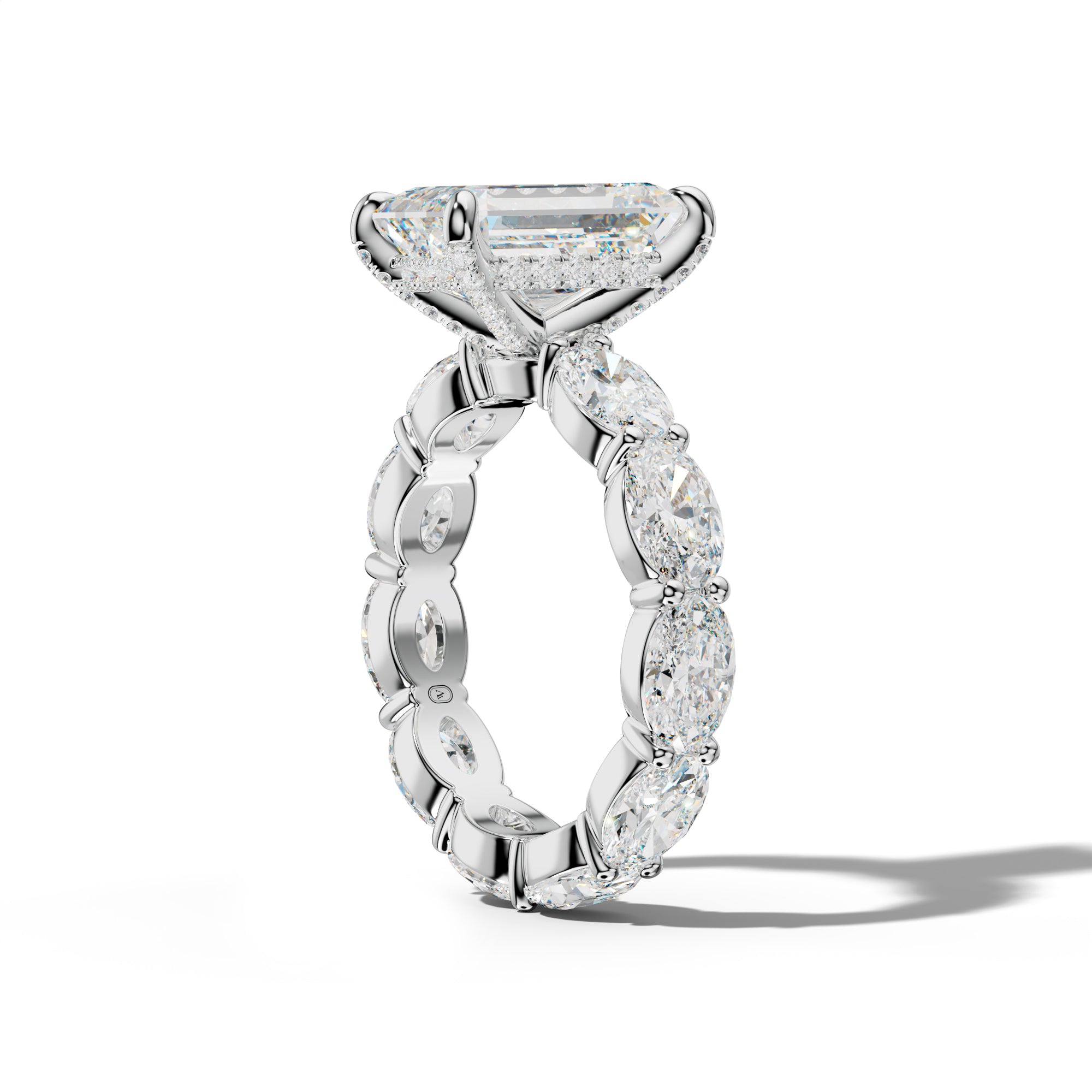 Margaret Emerald Cut Engagement Ring With East West Oval Side Stones