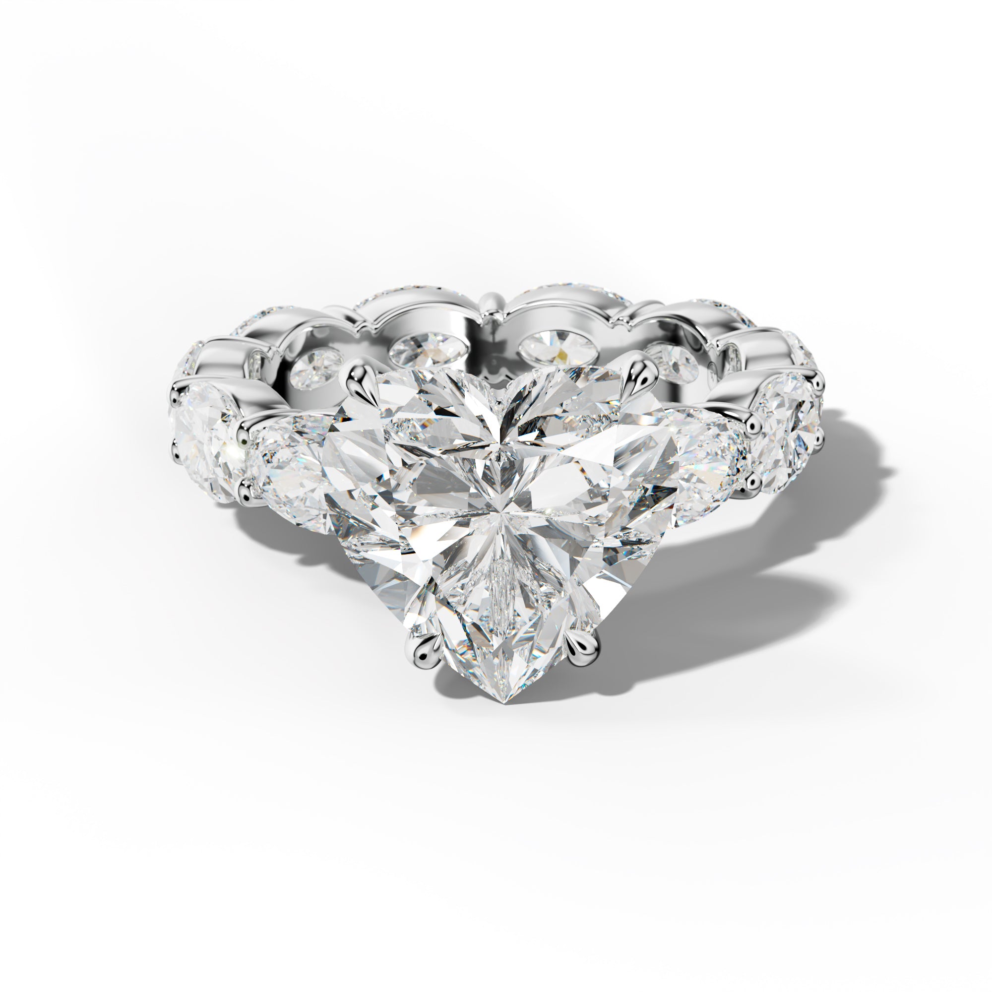 Margaret Heart Diamond Engagement Ring With East West Oval Side Stones