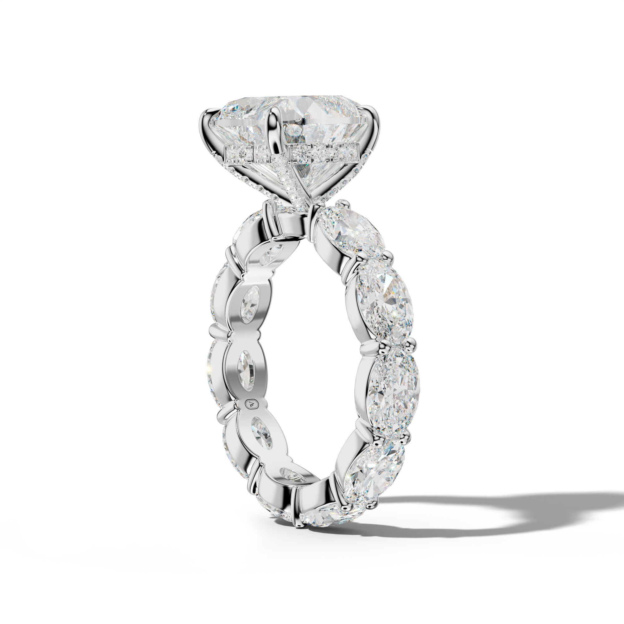 Margaret Heart Diamond Engagement Ring With East West Oval Side Stones