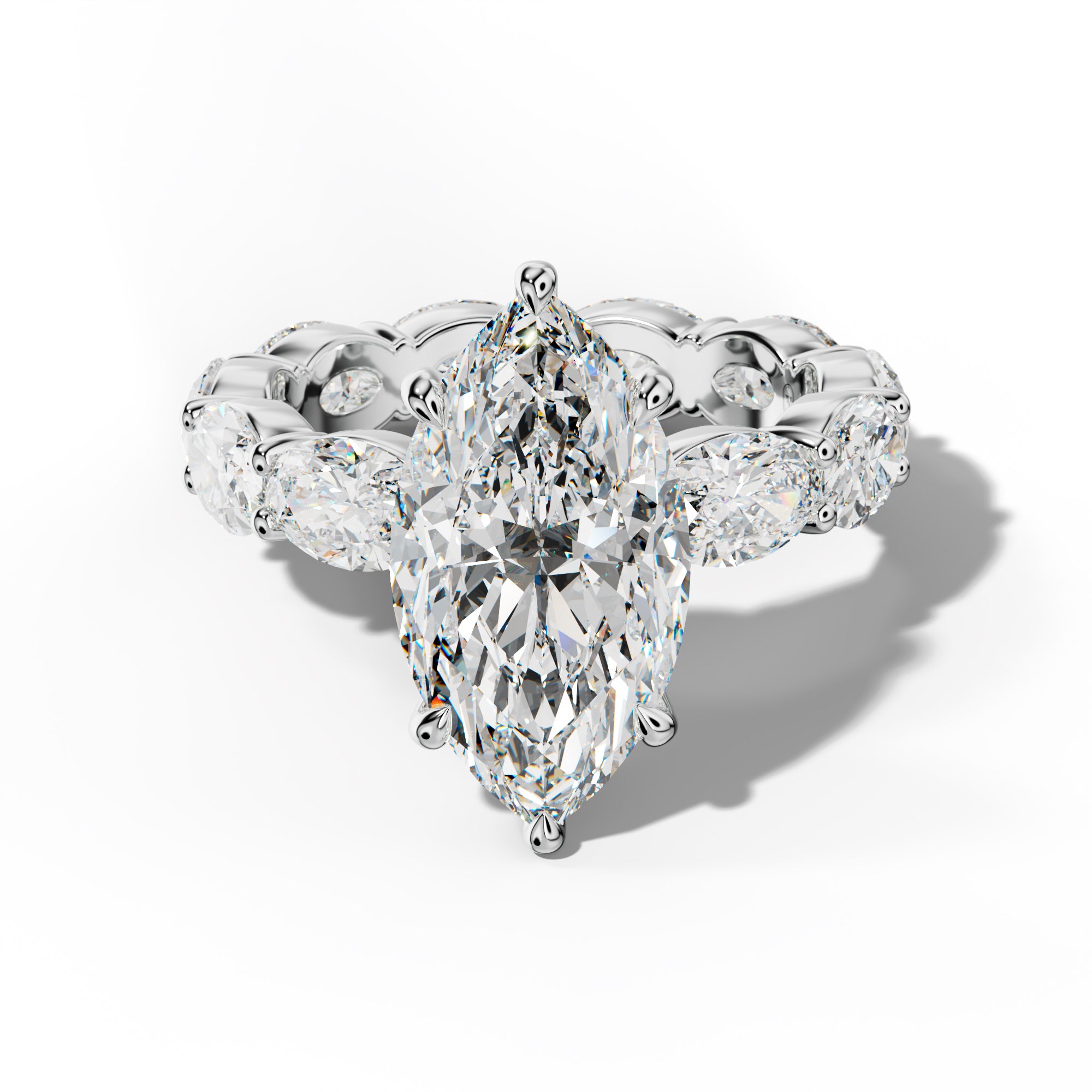 Margaret Marquise Diamond Engagement Ring With East West Oval Side Stones