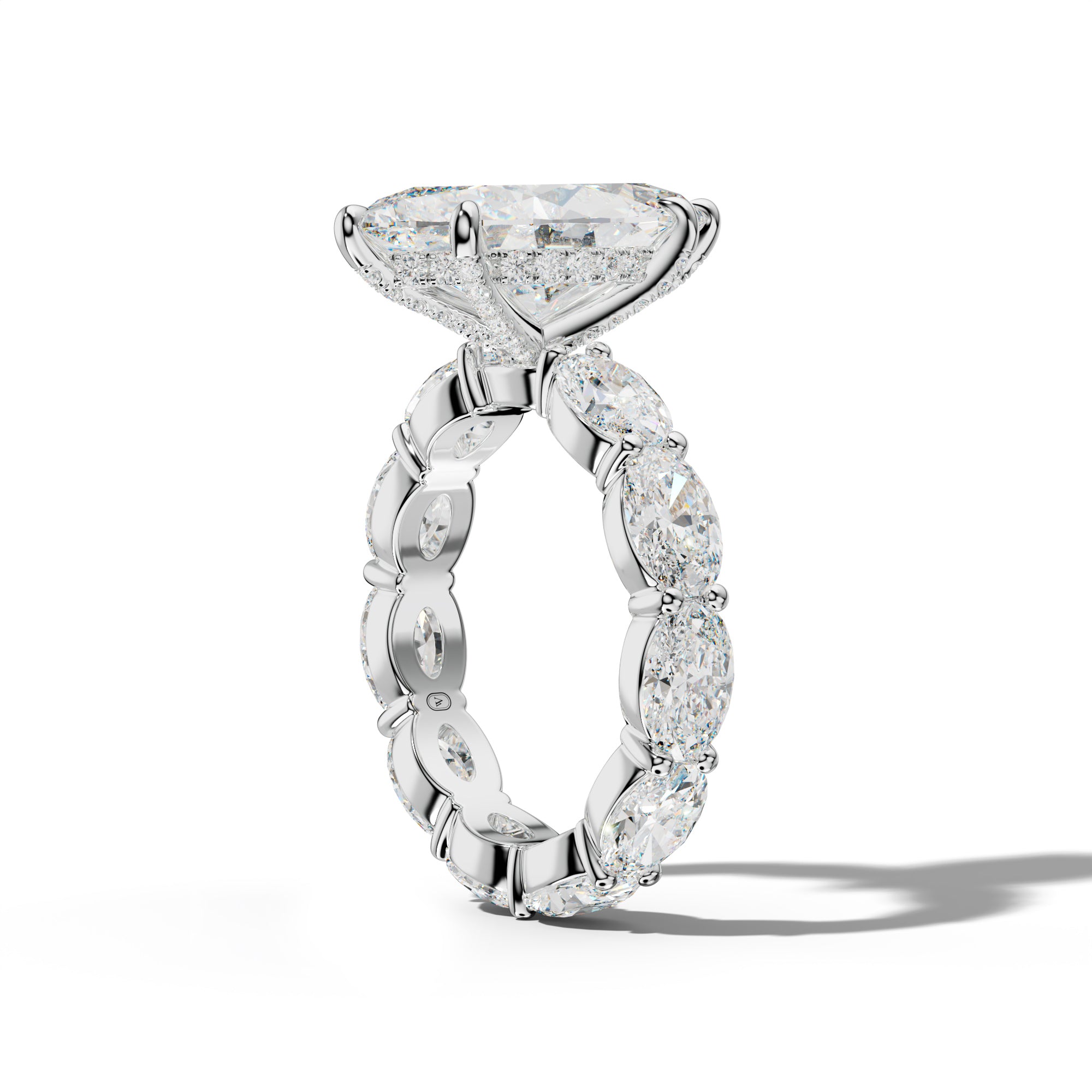 Margaret Marquise Diamond Engagement Ring With East West Oval Side Stones