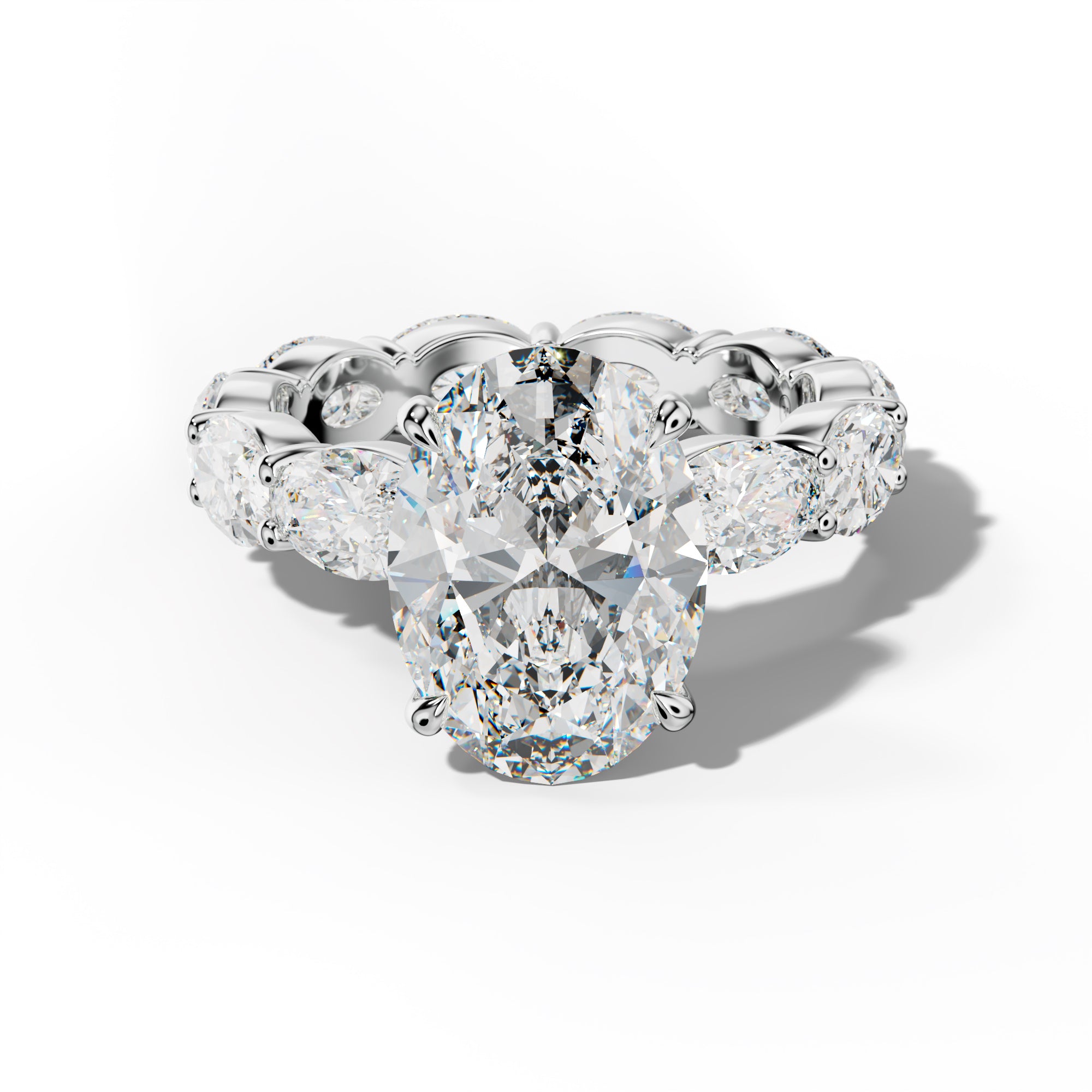 Margaret Oval Diamond Engagement Ring With East West Oval Side Stones