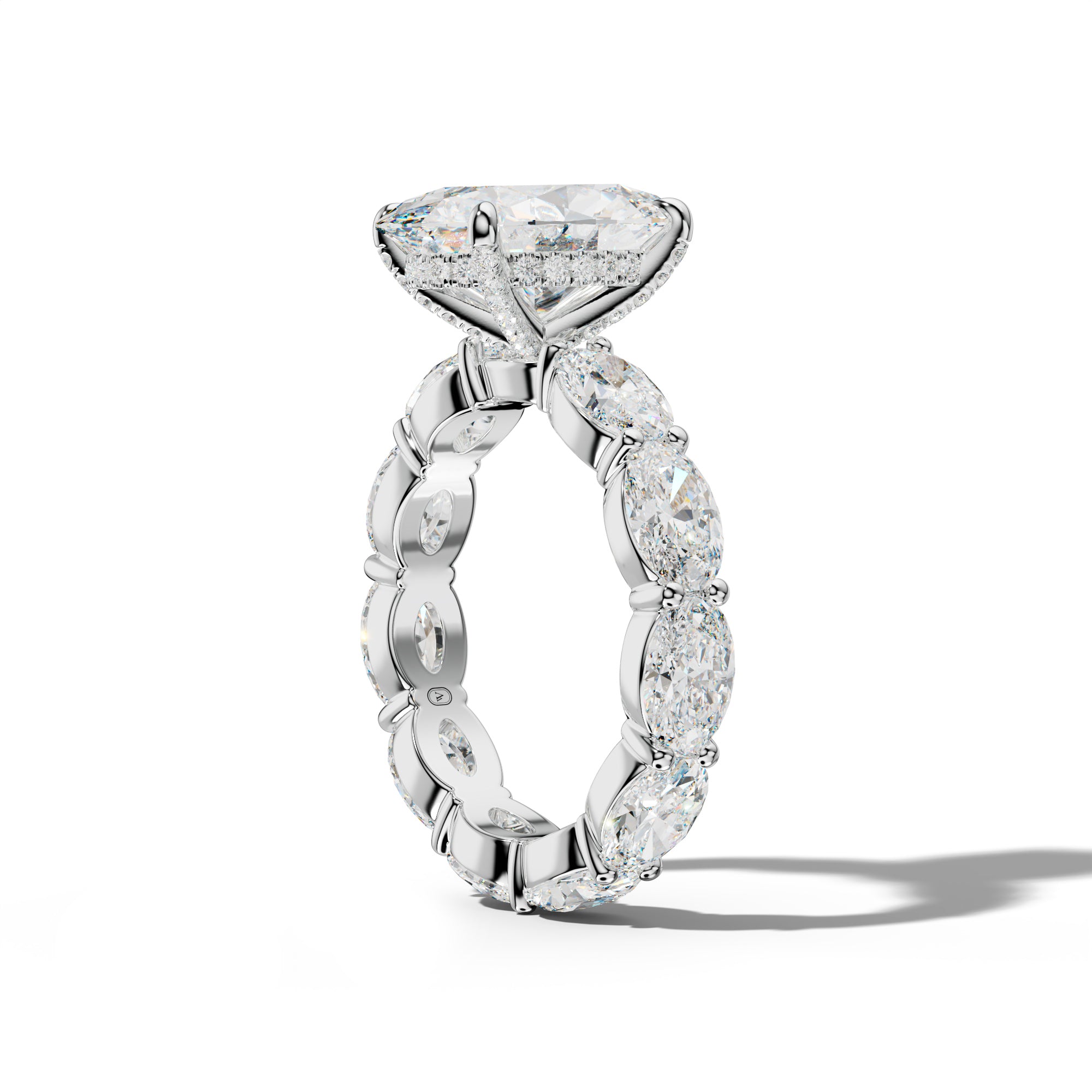 Margaret Oval Diamond Engagement Ring With East West Oval Side Stones