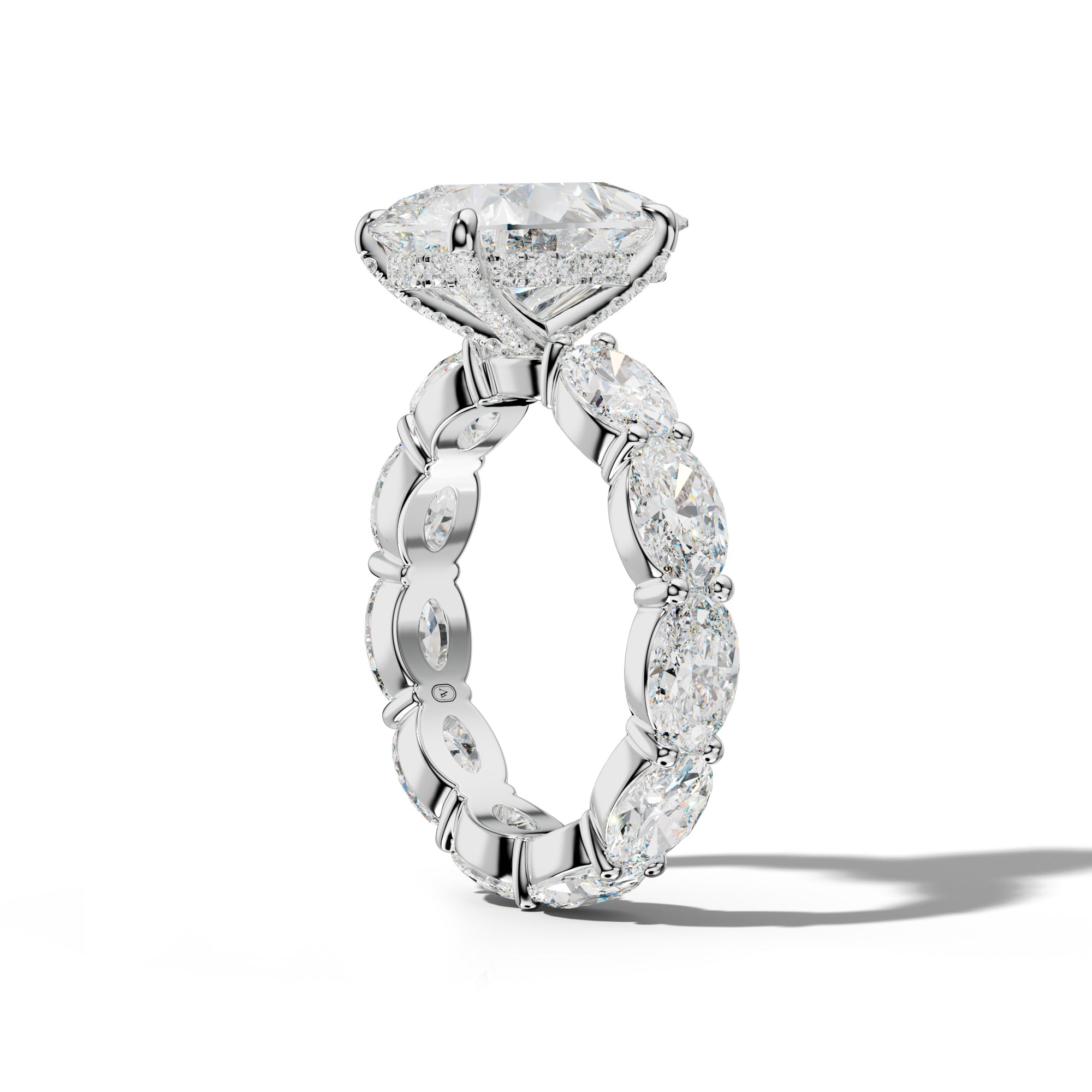 Margaret Pear Shape Engagement Ring With East West Oval Side Stones