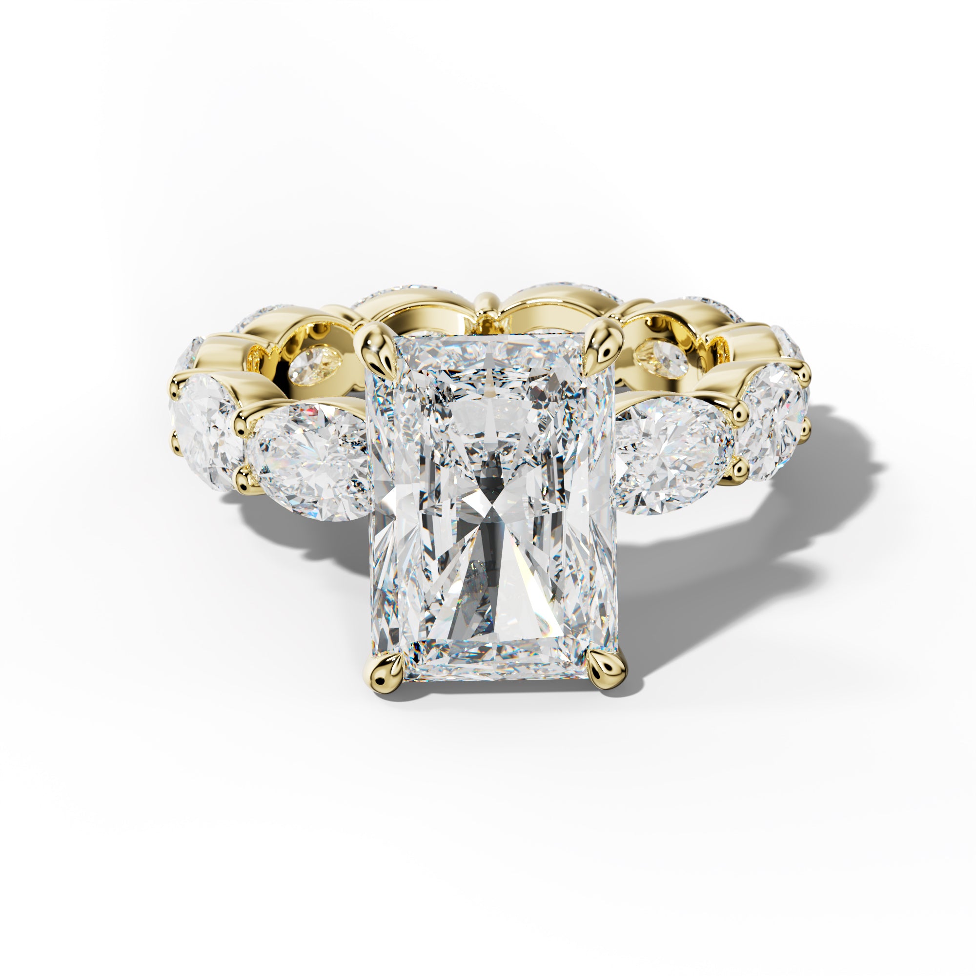 Margaret Radiant Diamond Engagement Ring With East West Oval Side Stones
