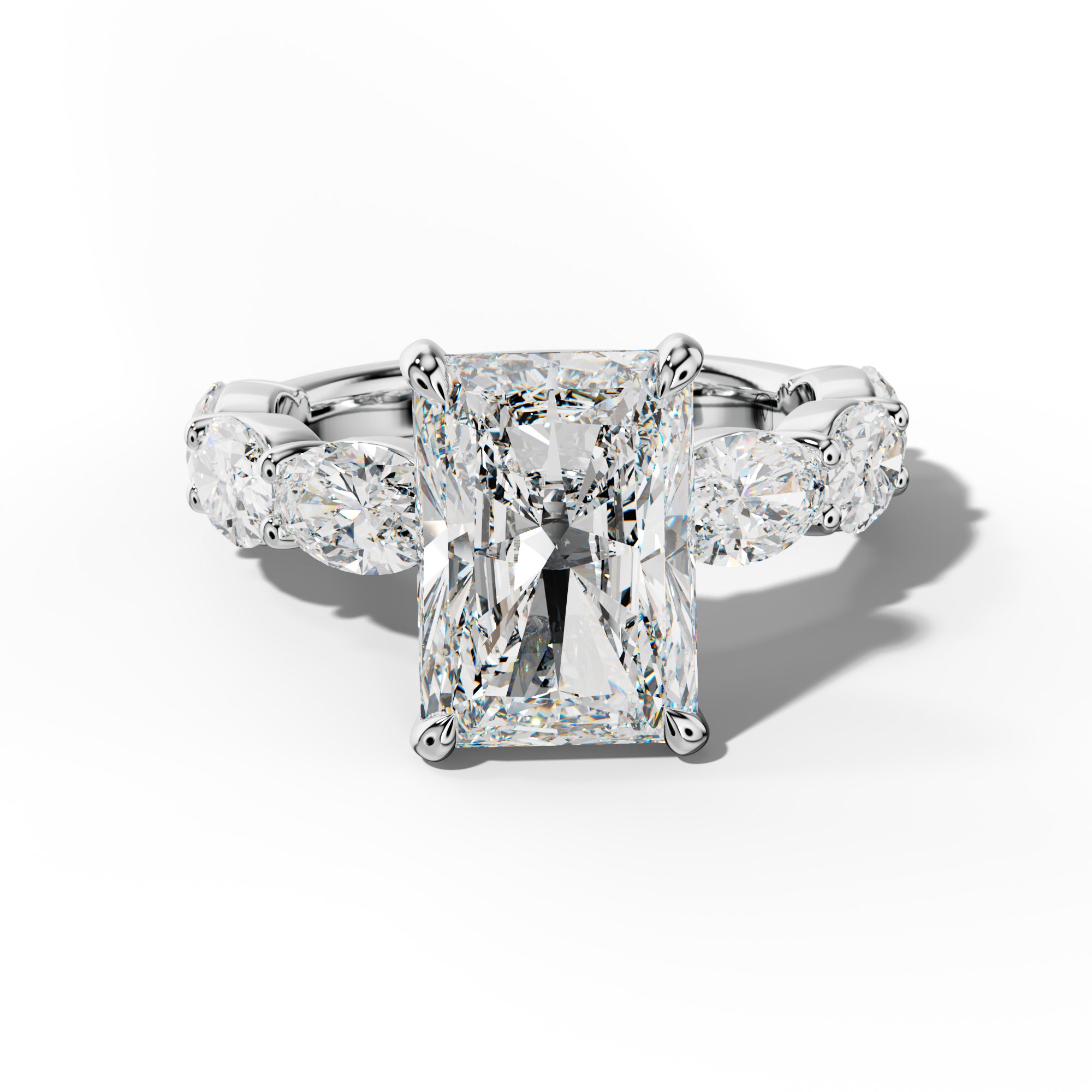 Katherine Radiant Diamond Engagement Ring With East West Oval Side Stones