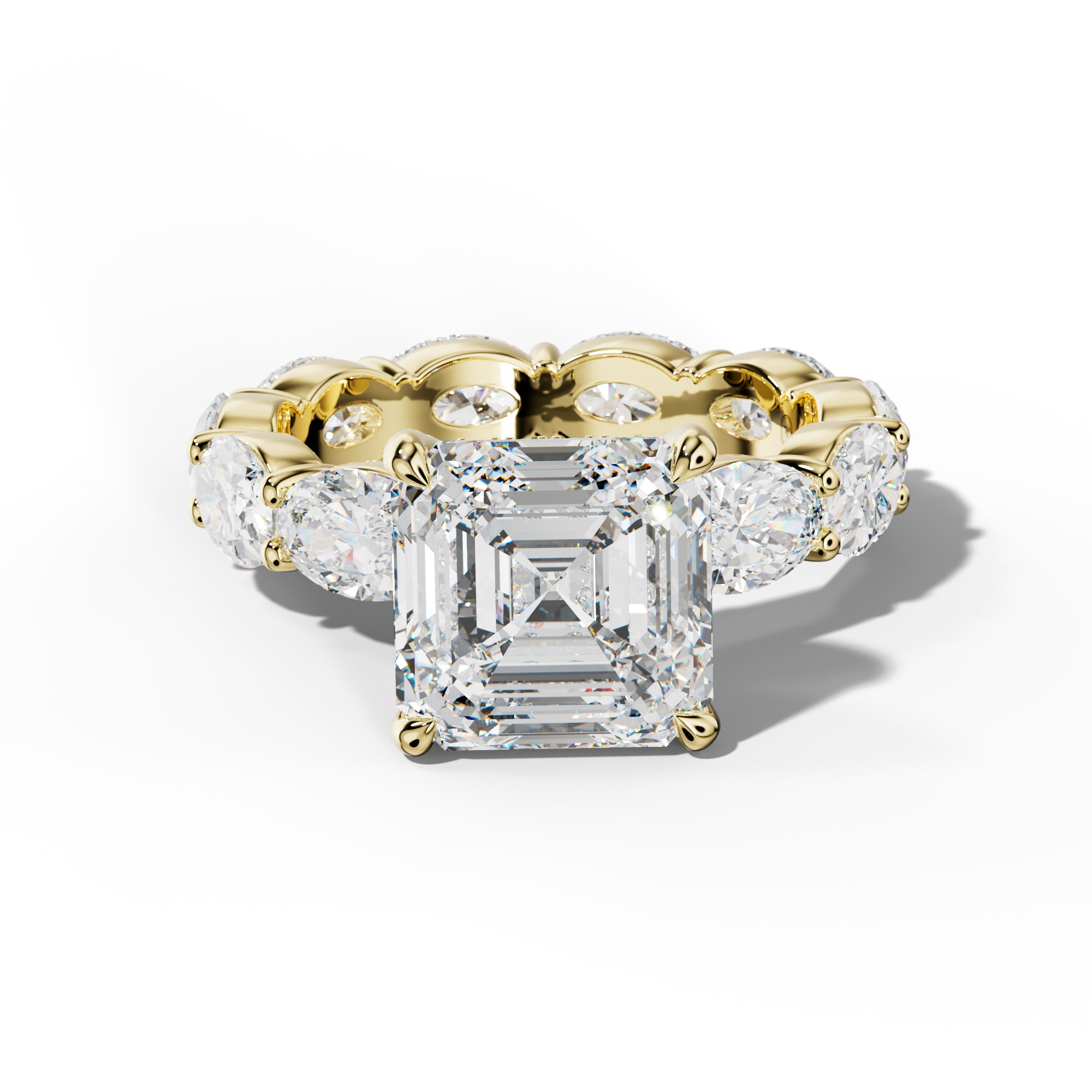 Margaret Asscher Diamond Engagement Ring With East West Oval Side Stones