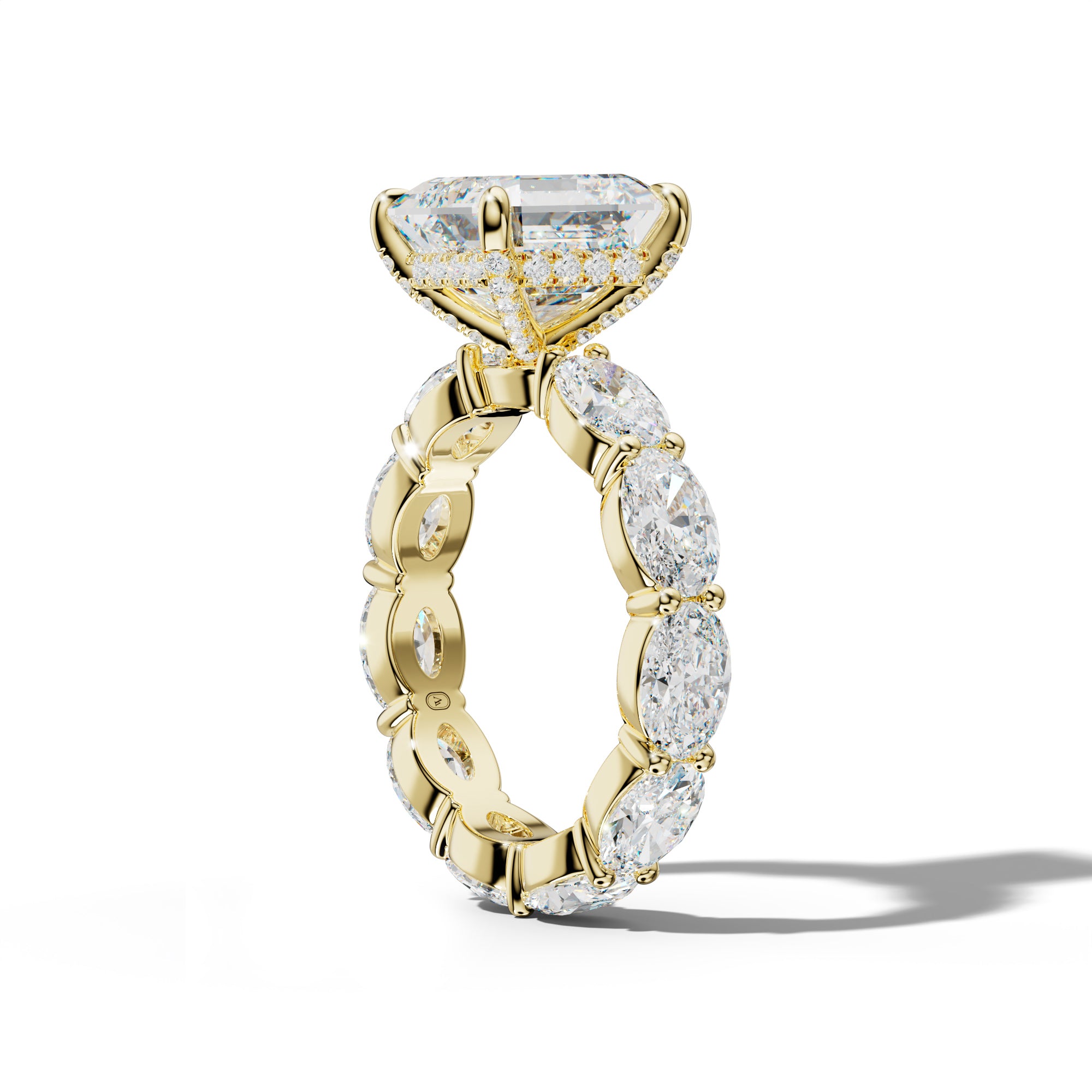 Margaret Asscher Diamond Engagement Ring With East West Oval Side Stones