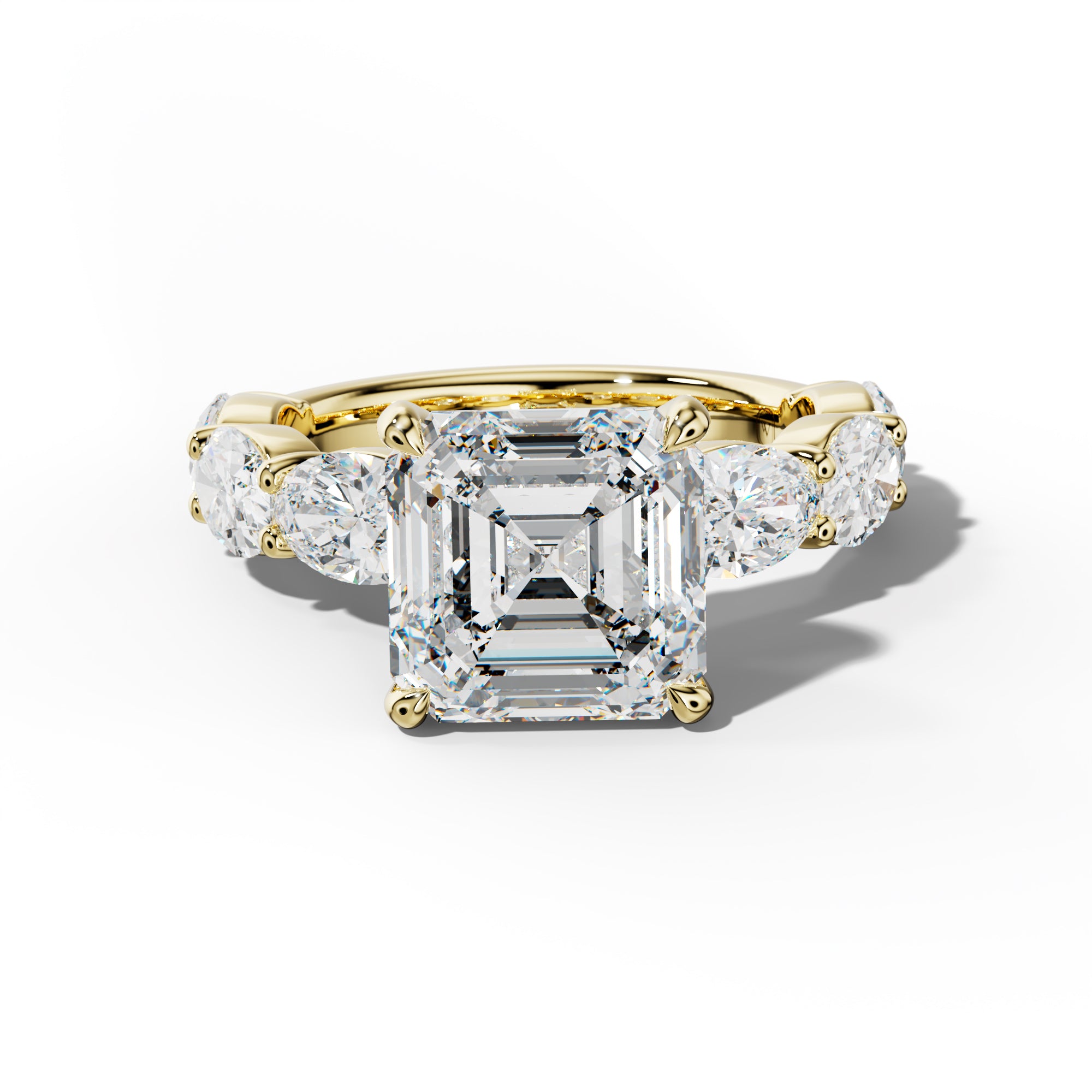 Katherine Asscher Diamond Engagement Ring With East West Oval Side Stones
