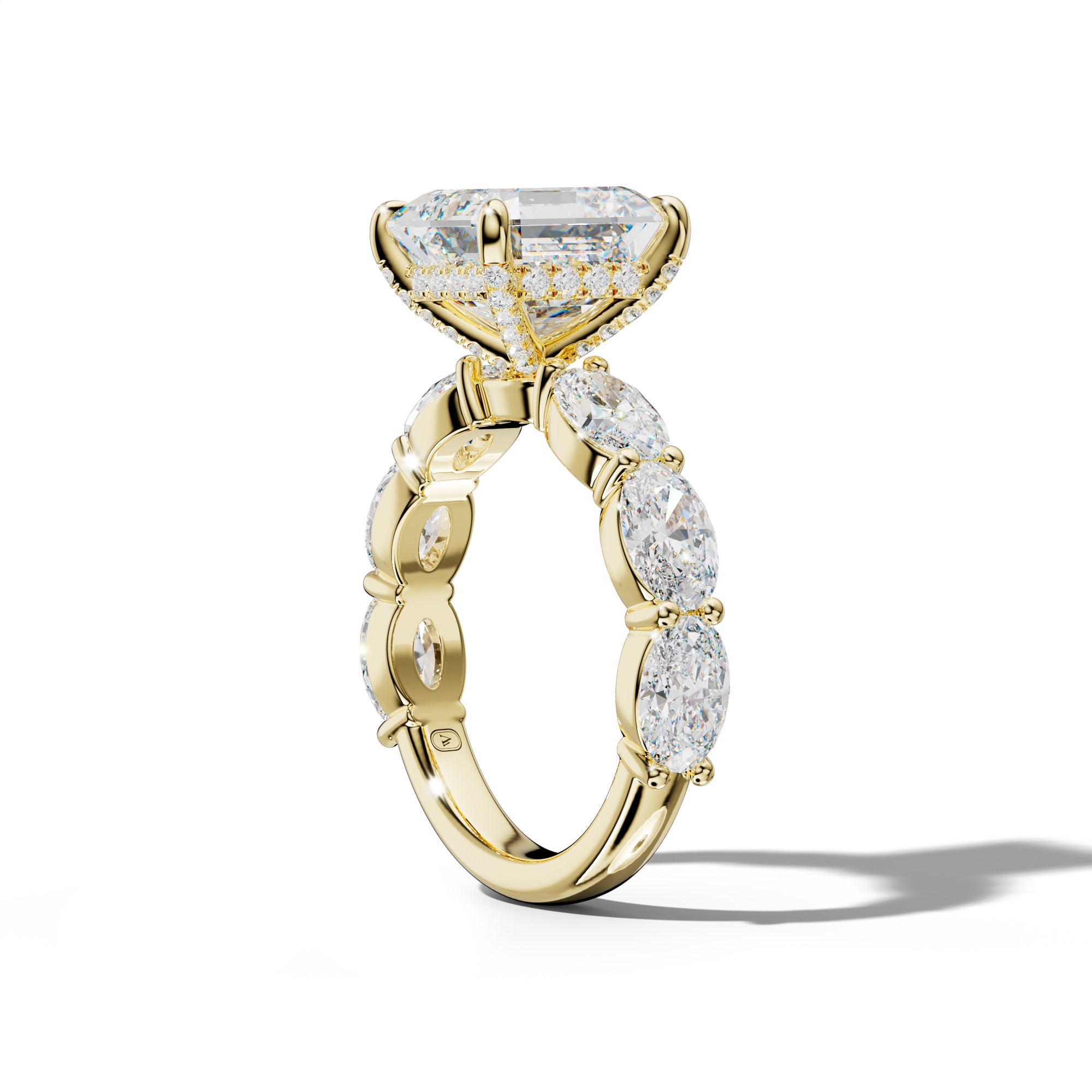 Katherine Asscher Diamond Engagement Ring With East West Oval Side Stones