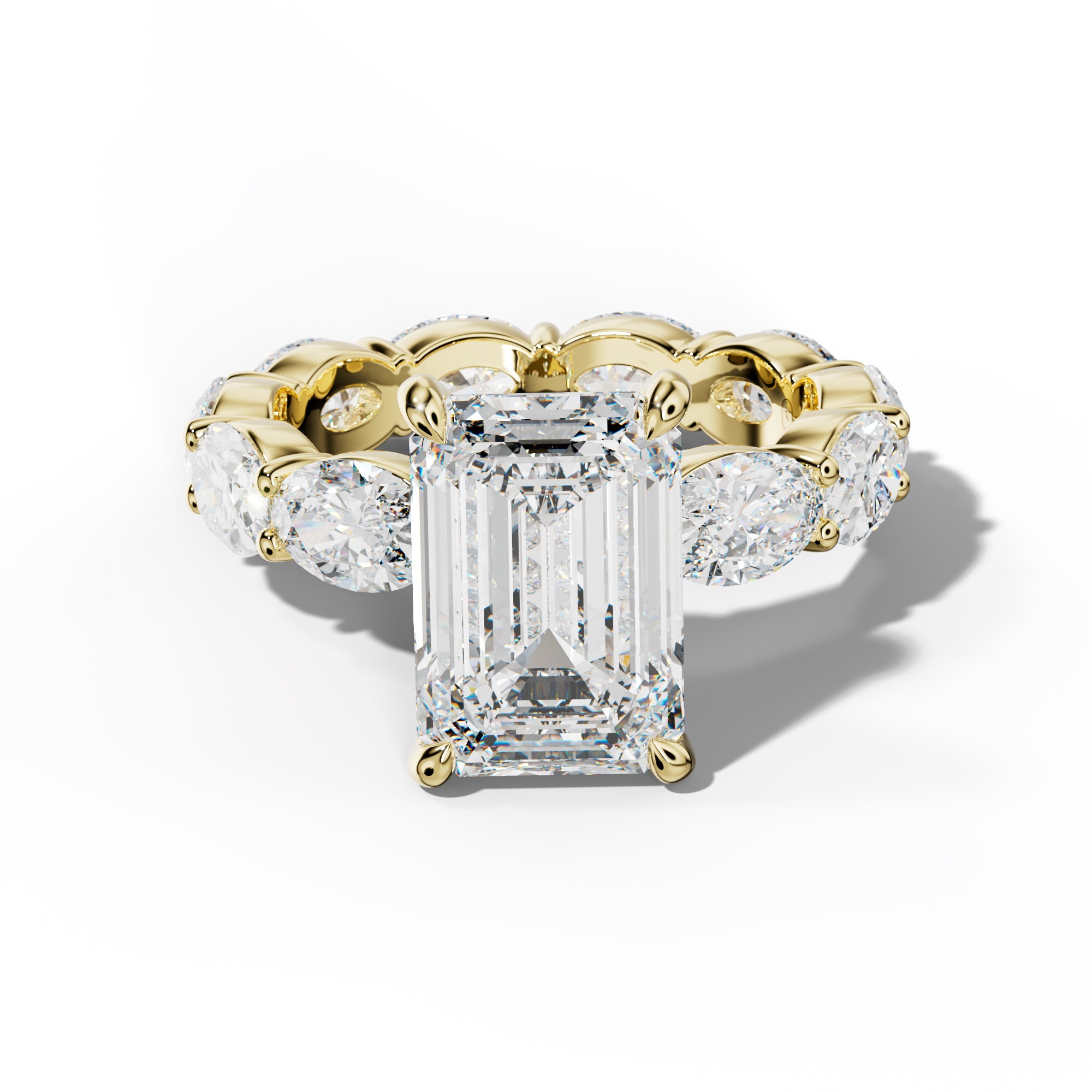 Margaret Emerald Cut Engagement Ring With East West Oval Side Stones