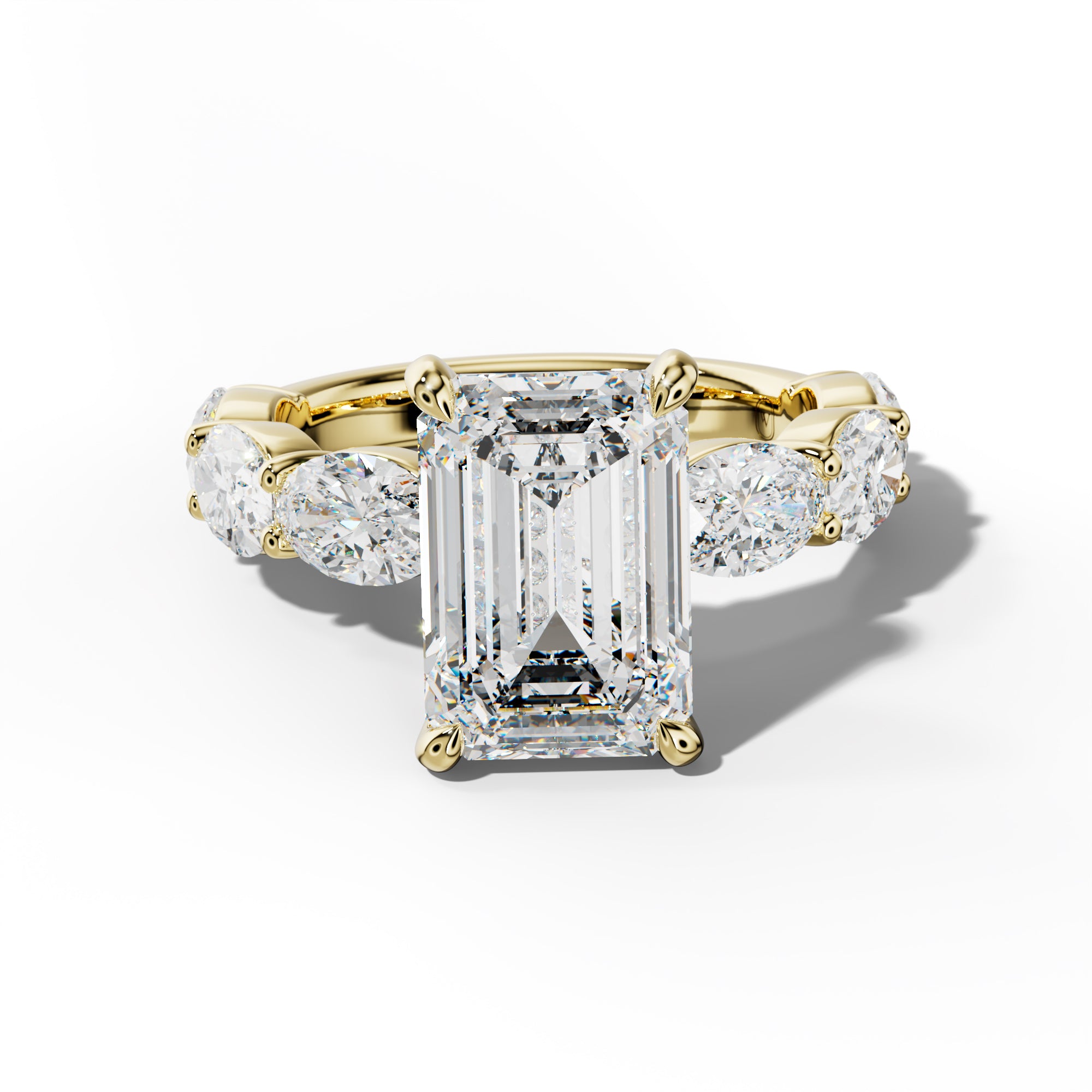 Katherine Emerald Cut Engagement Ring With East West Oval Side Stones