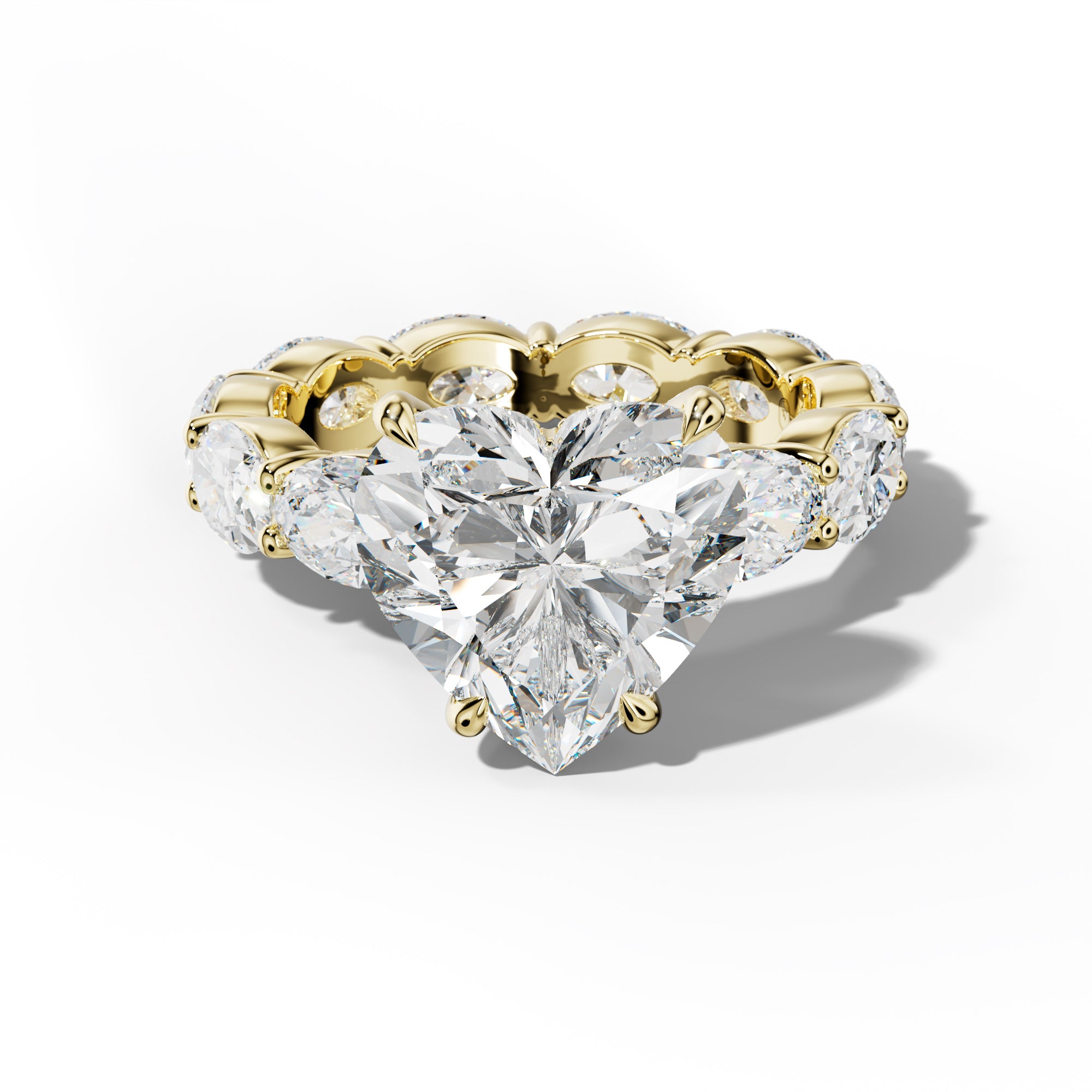Margaret Heart Diamond Engagement Ring With East West Oval Side Stones