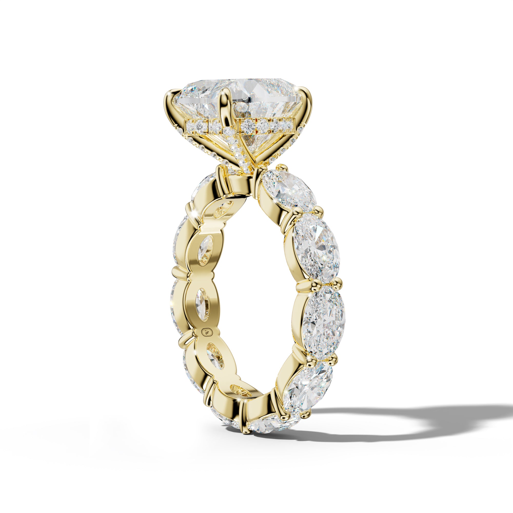 Margaret Heart Diamond Engagement Ring With East West Oval Side Stones