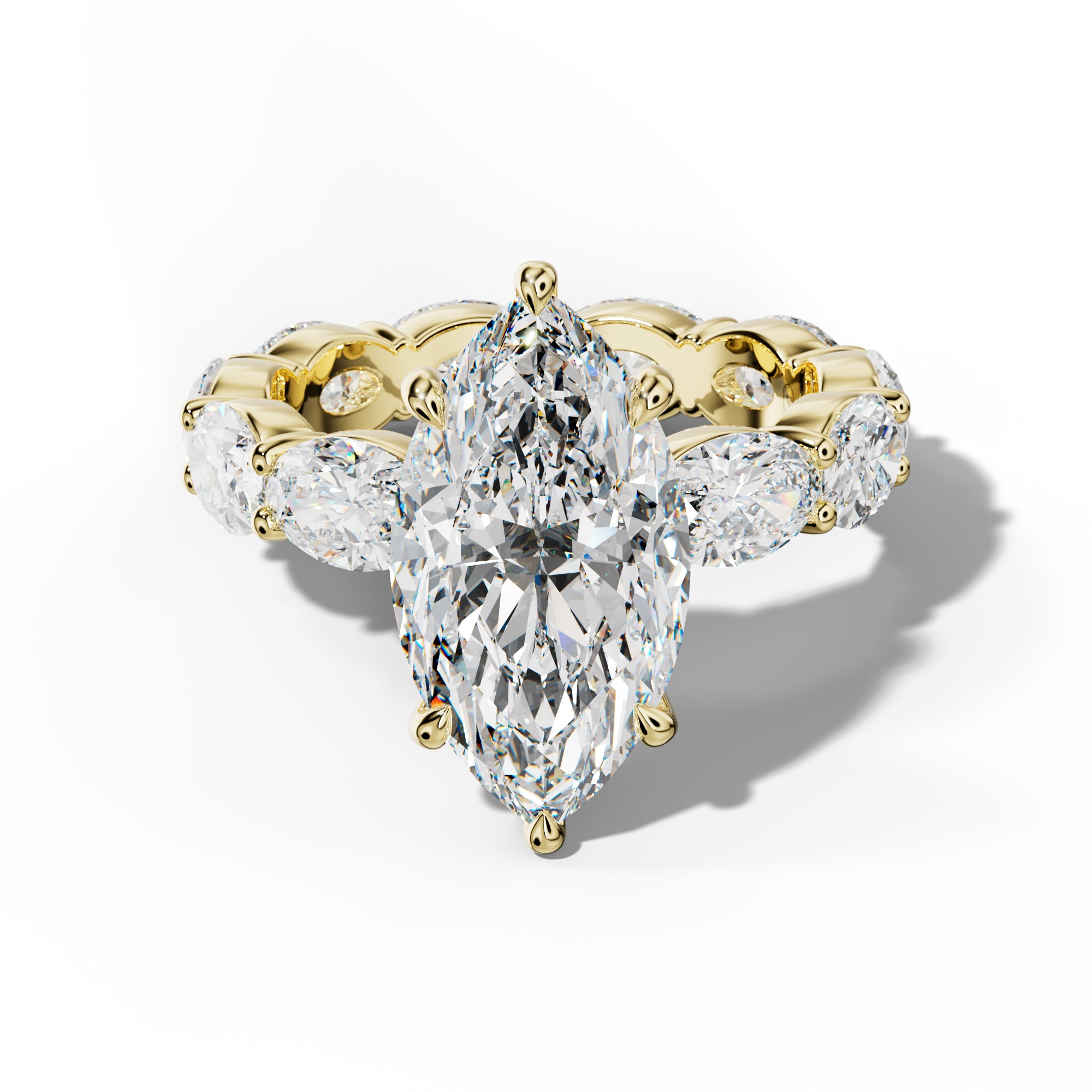Margaret Marquise Diamond Engagement Ring With East West Oval Side Stones