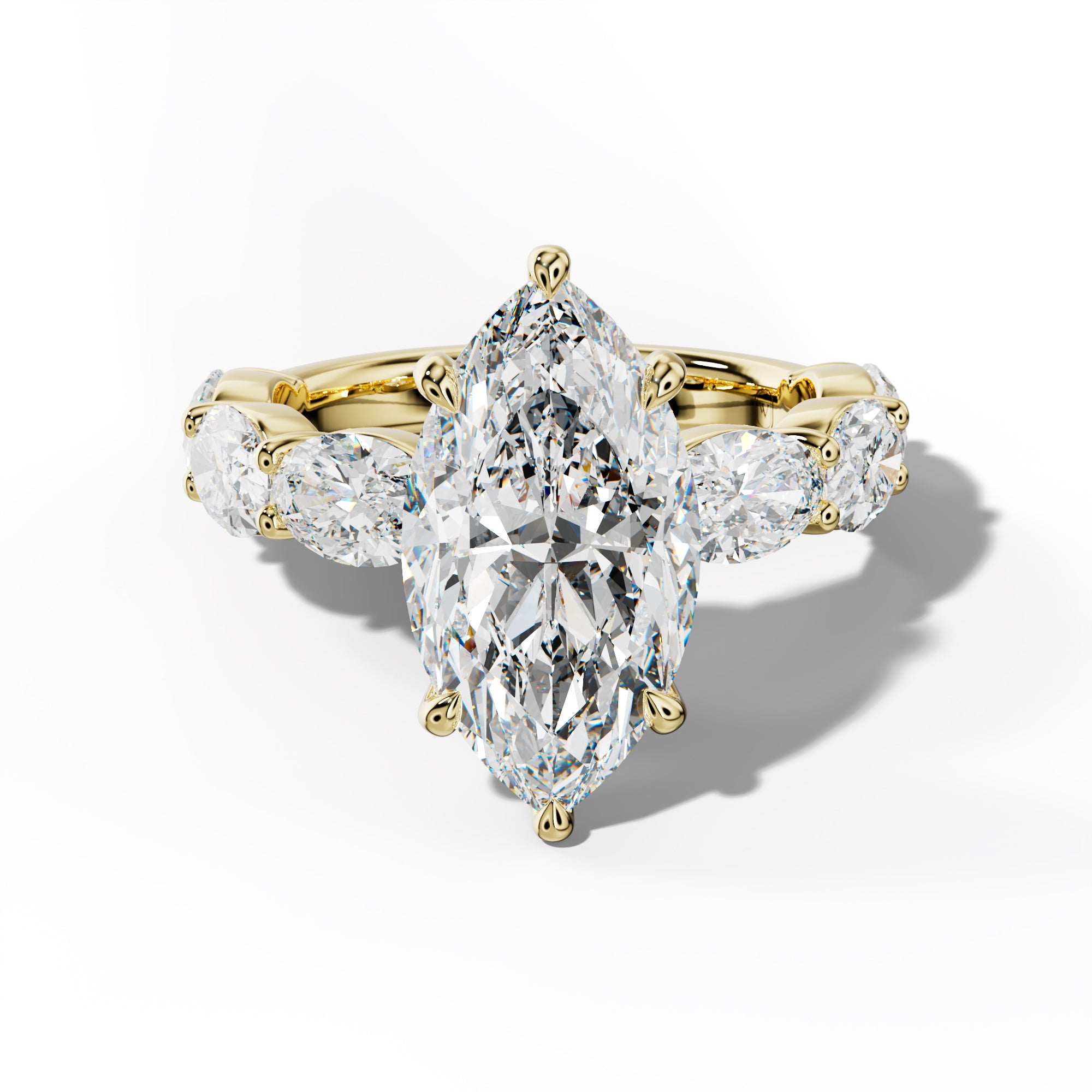 Katherine Marquise Diamond Engagement Ring With East West Oval Side Stones