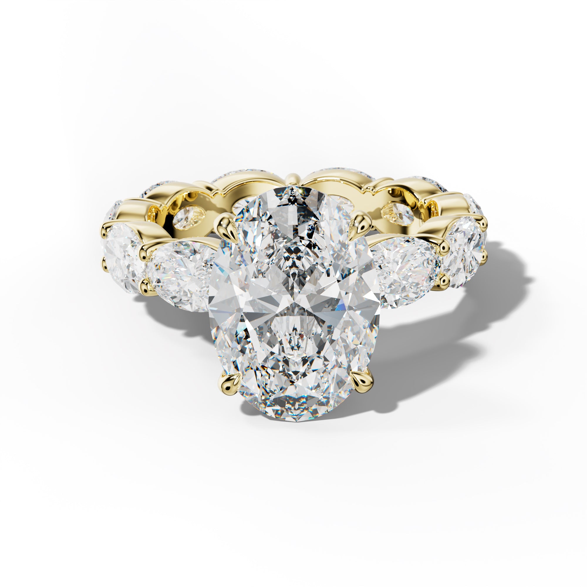Margaret Oval Diamond Engagement Ring With East West Oval Side Stones