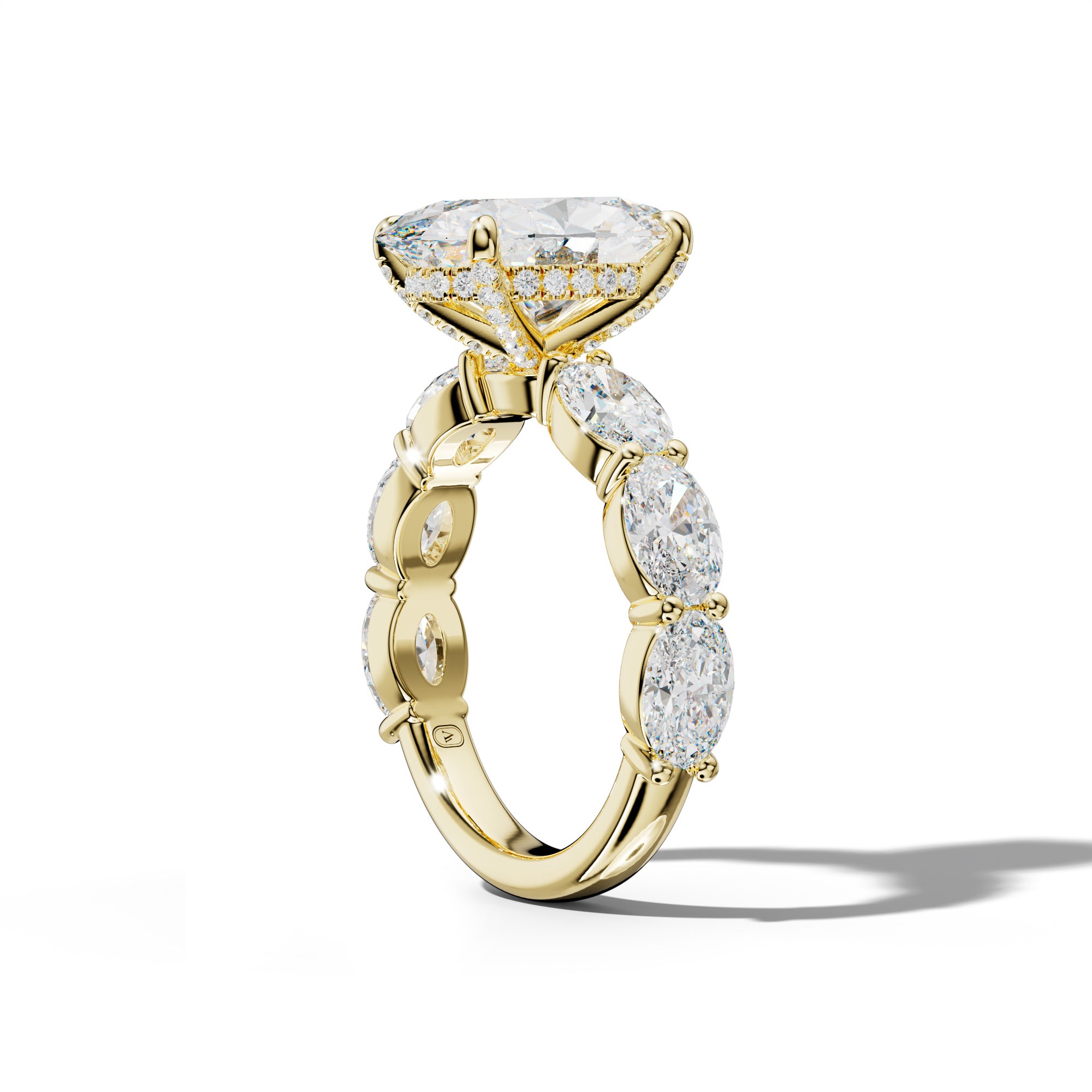 Katherine Oval Diamond Engagement Ring With East West Oval Side Stones