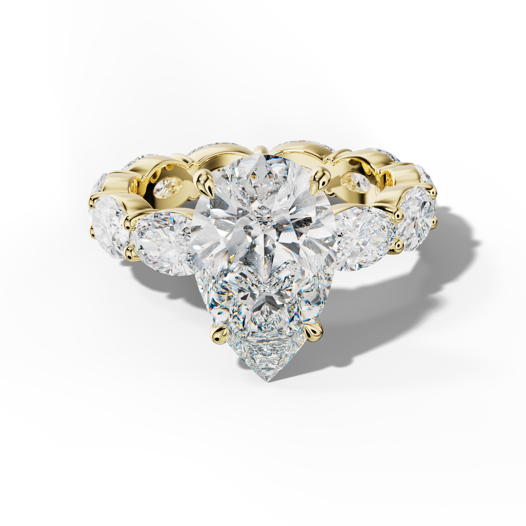 Margaret Pear Shape Engagement Ring With East West Oval Side Stones