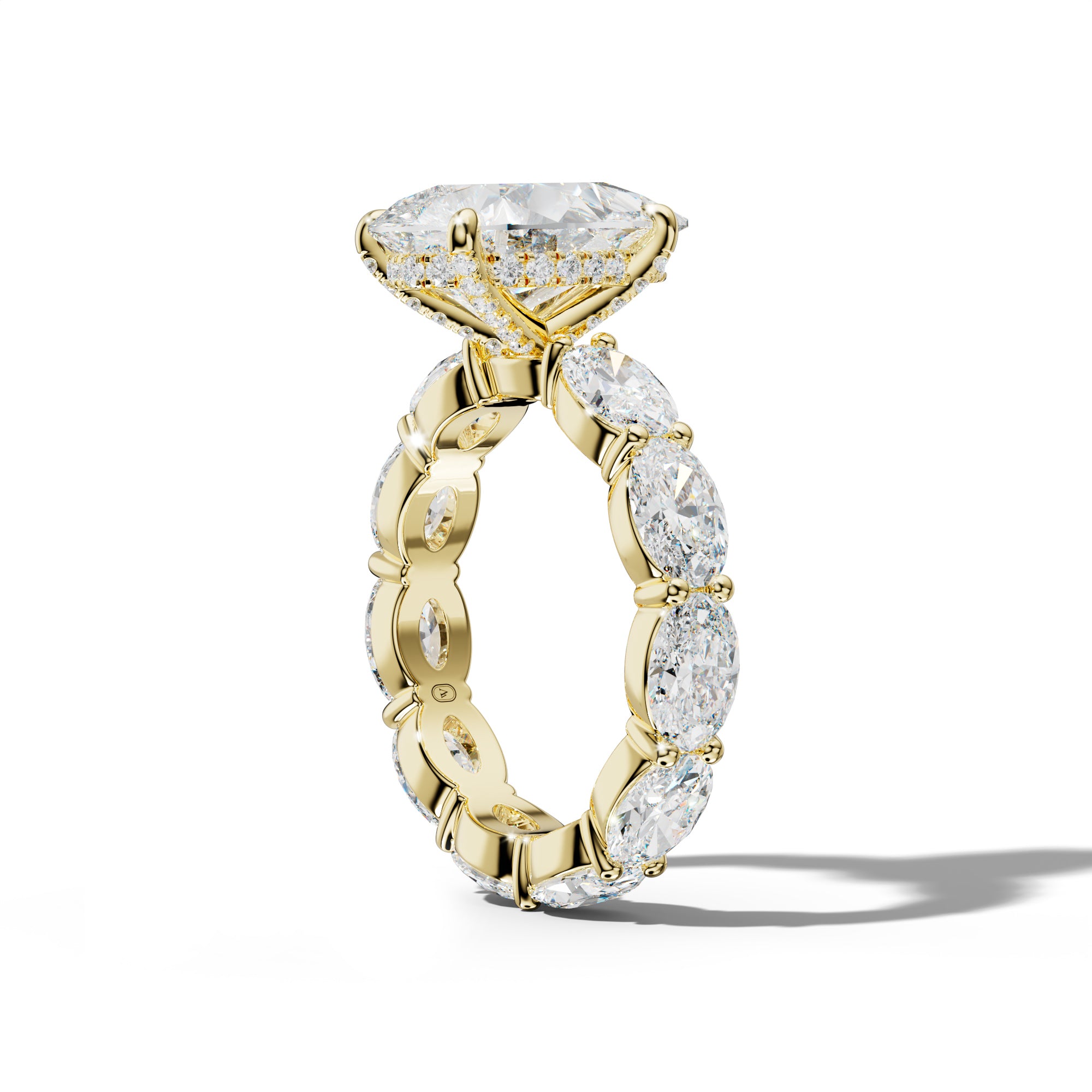 Margaret Pear Shape Engagement Ring With East West Oval Side Stones