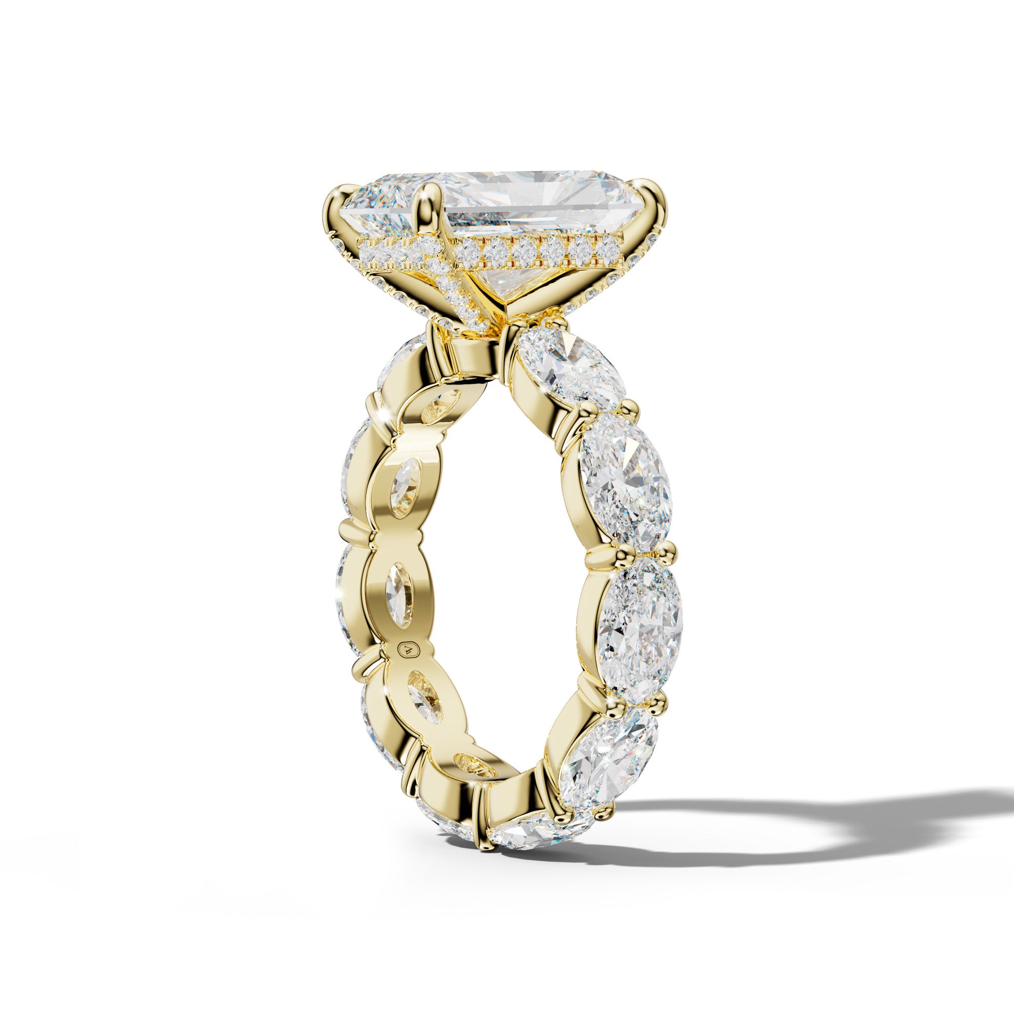 Margaret Radiant Diamond Engagement Ring With East West Oval Side Stones