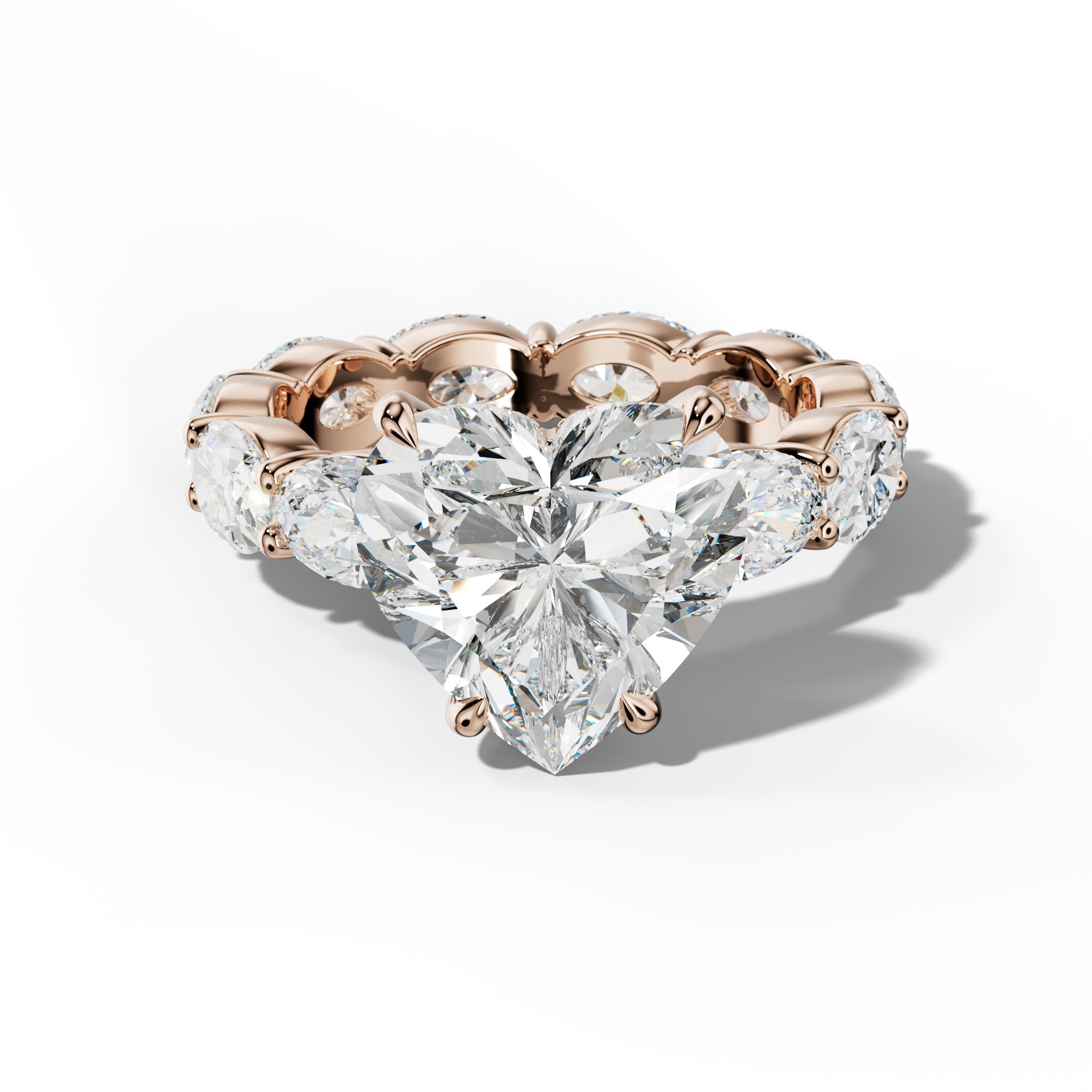 Margaret Heart Diamond Engagement Ring With East West Oval Side Stones