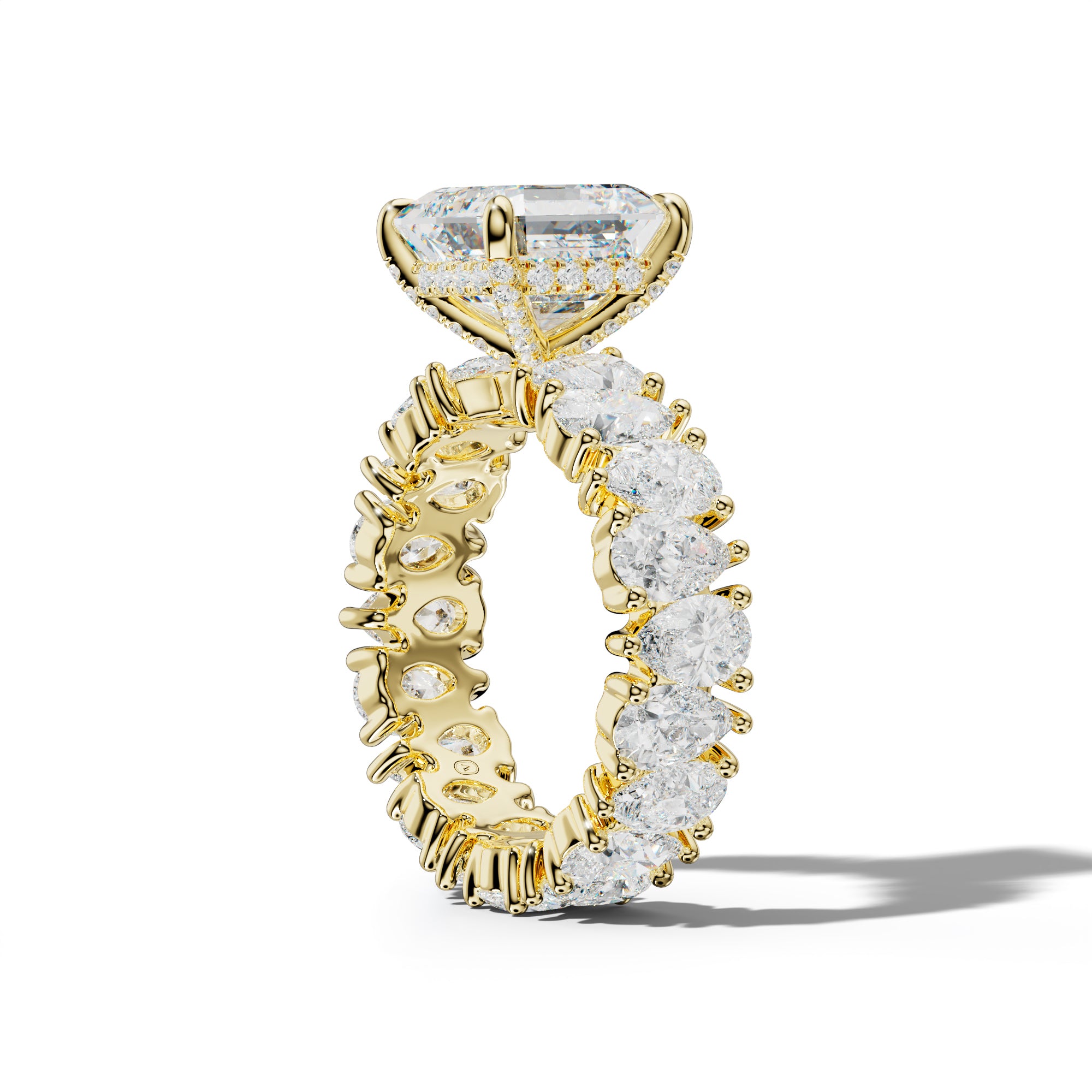 Livia Asscher Diamond Engagement Ring With Pear Shape Side Stones