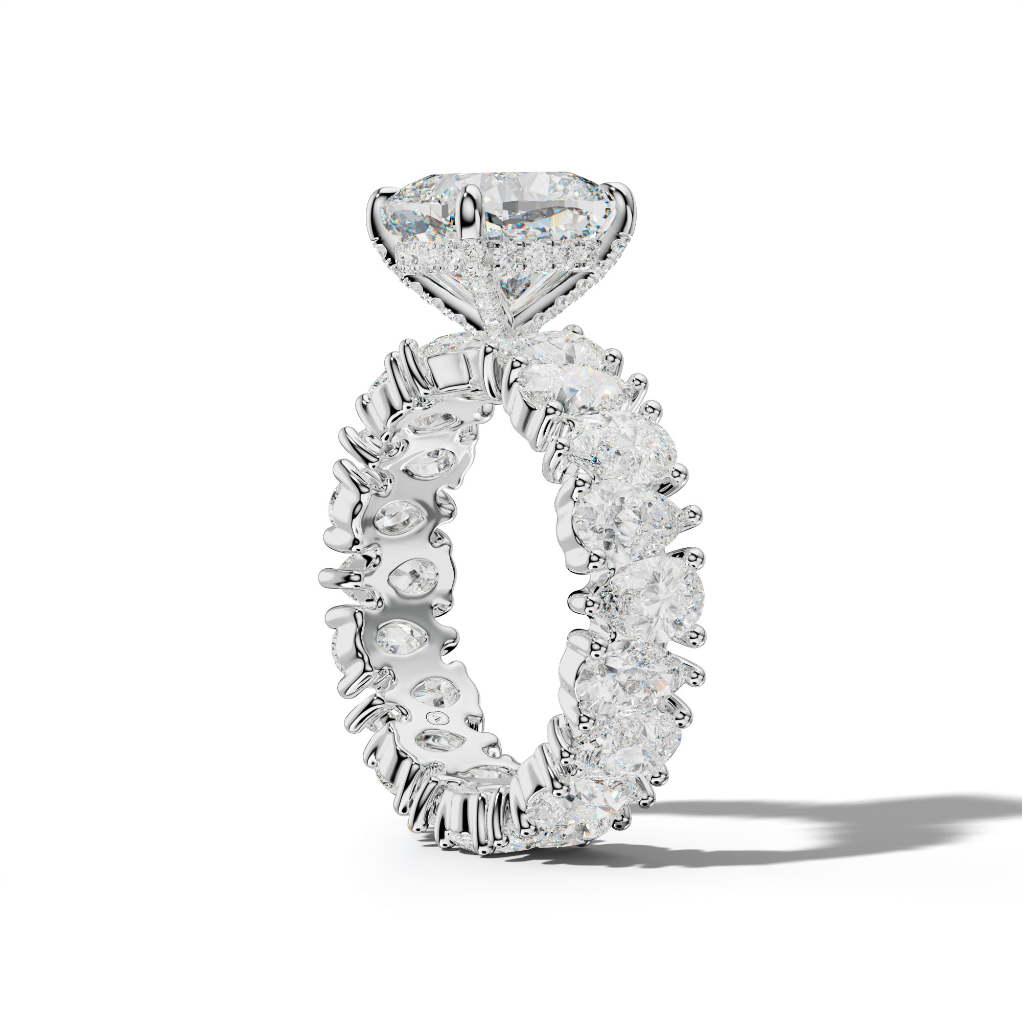 Livia Cushion Diamond Engagement Ring With Pear Shape Side Stones