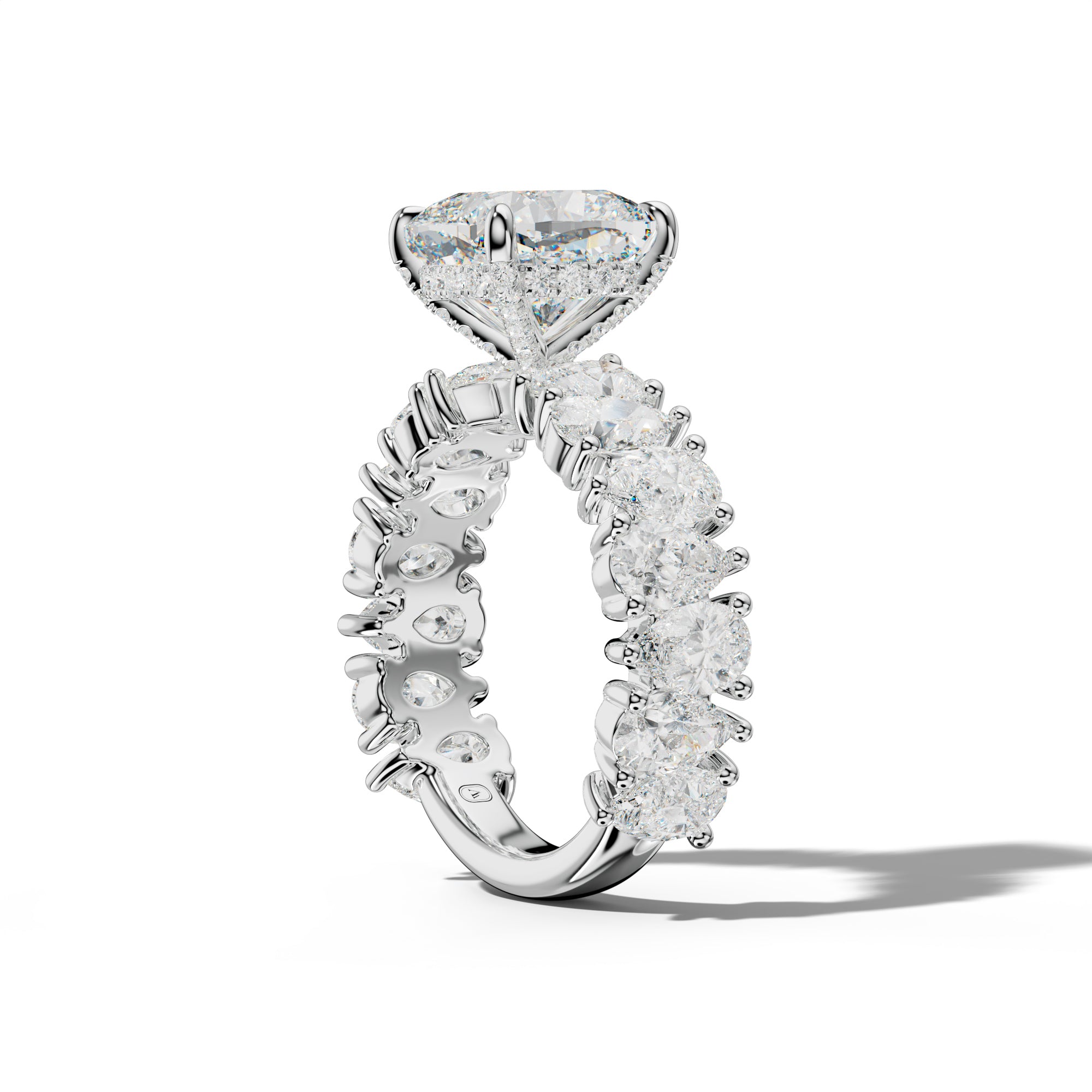 Paula Cushion Diamond Engagement Ring With Pear Shape Side Stones
