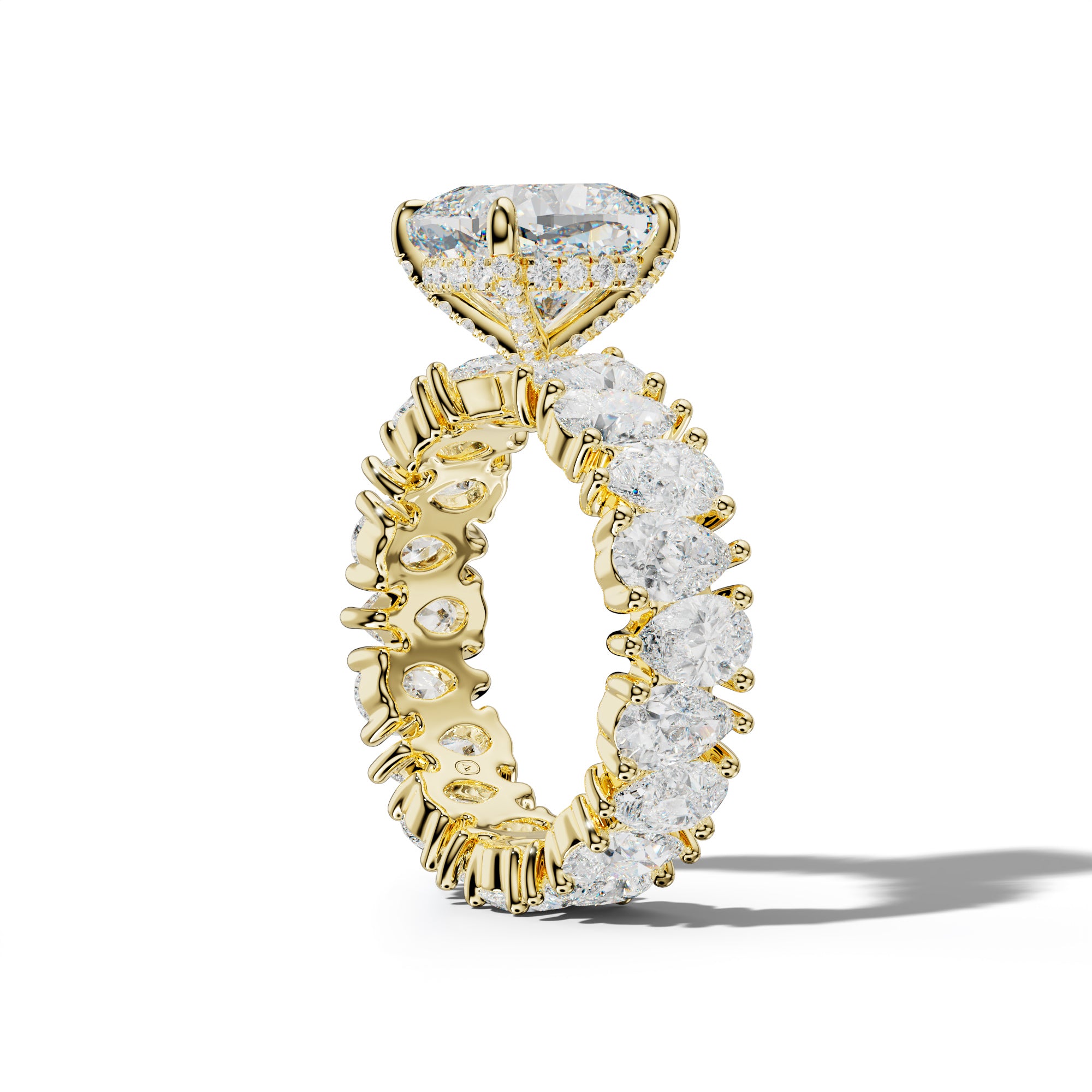 Livia Cushion Diamond Engagement Ring With Pear Shape Side Stones