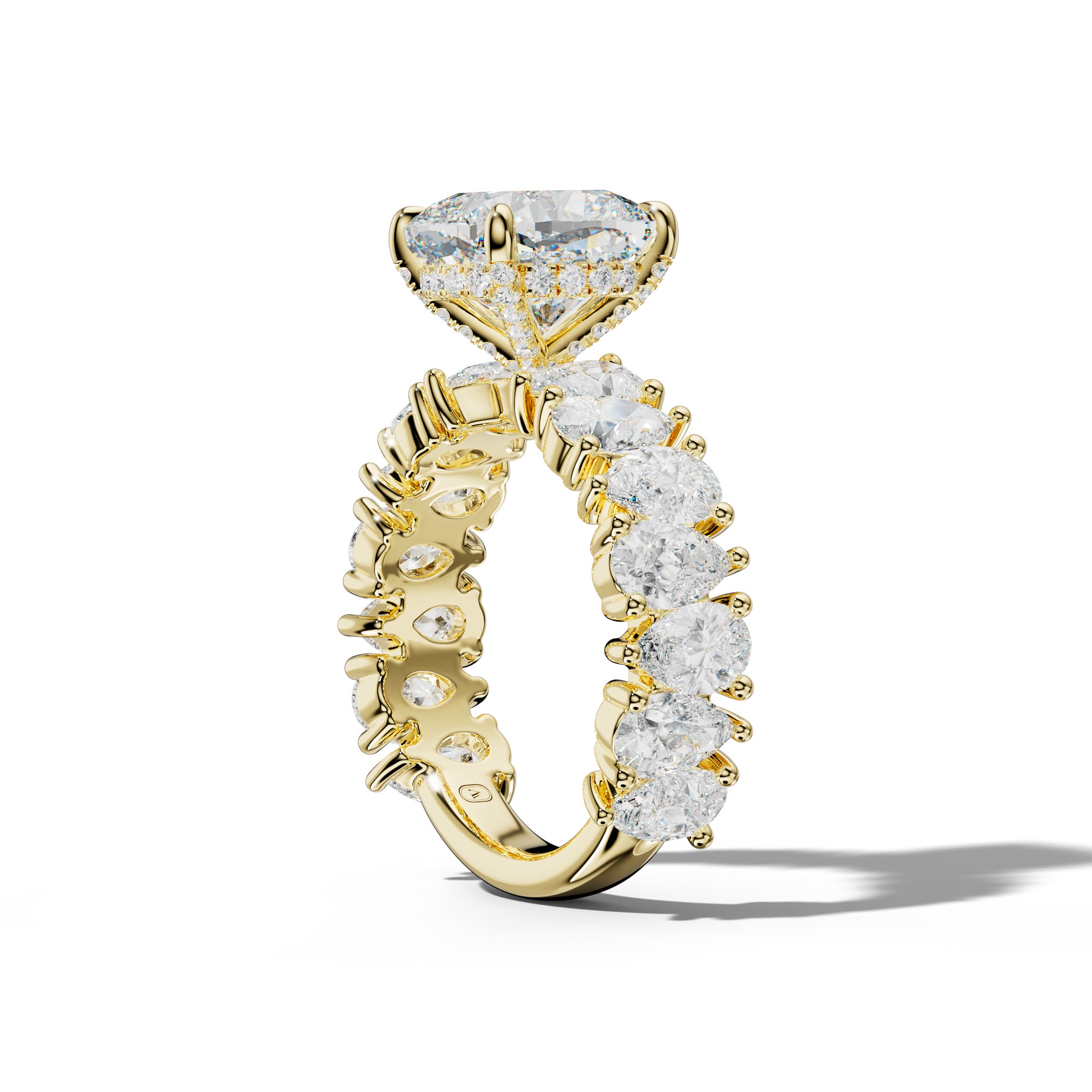 Paula Cushion Diamond Engagement Ring With Pear Shape Side Stones