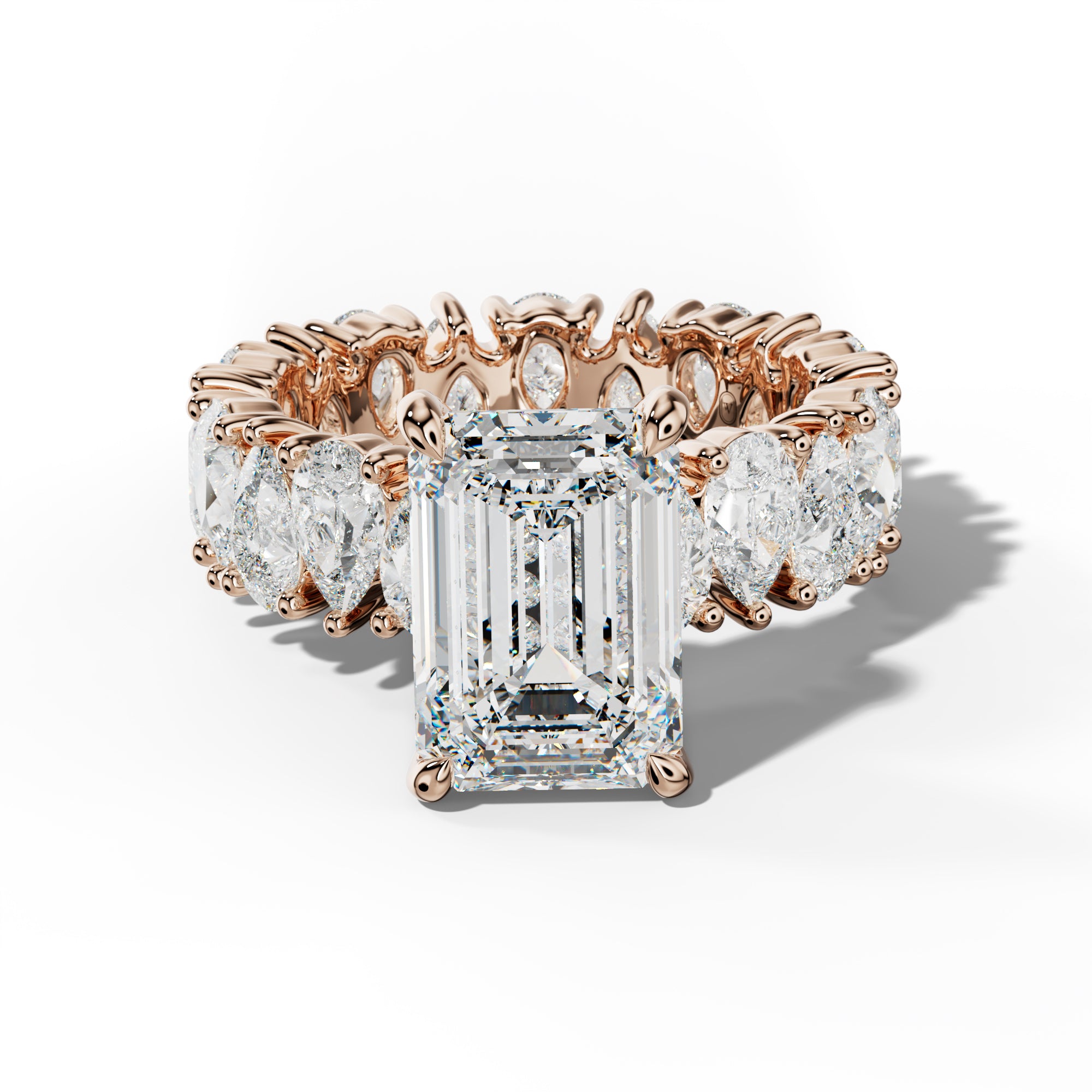 Livia Emerald Cut Engagement Ring With Pear Shape Side Stones