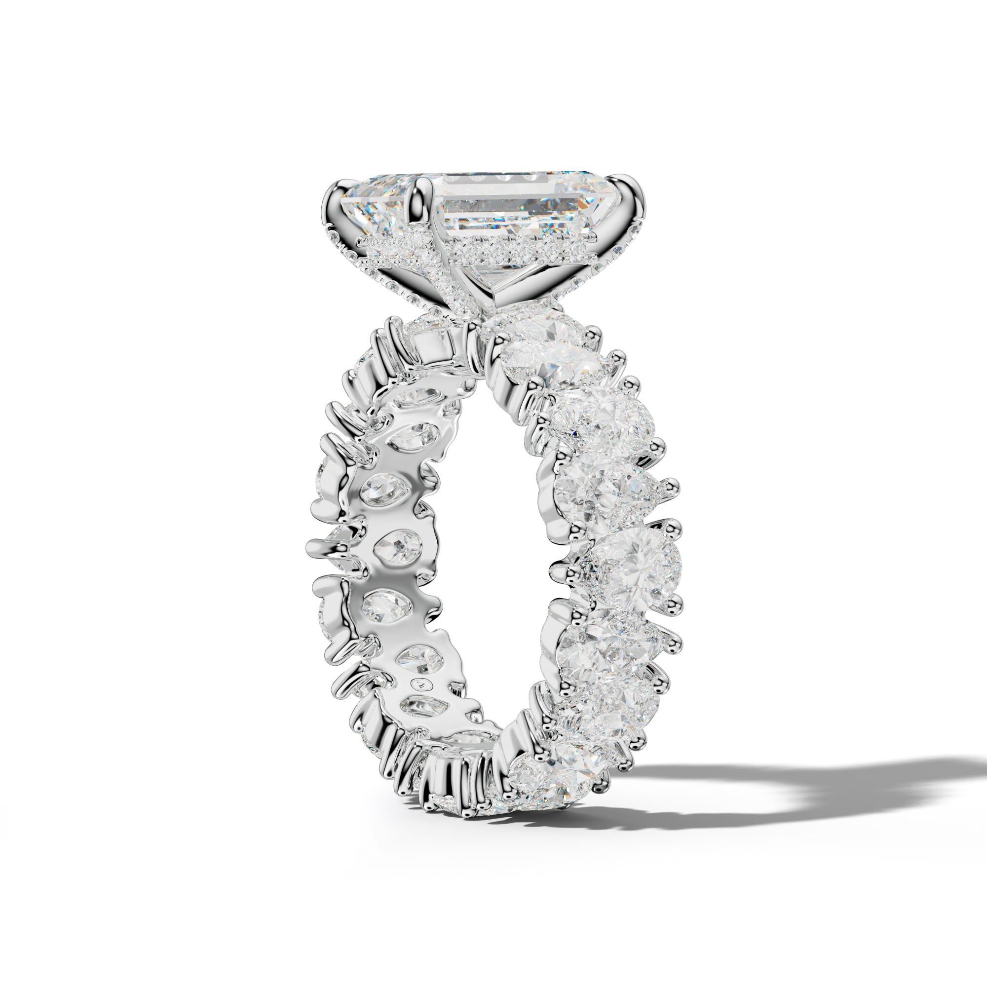 Livia Emerald Cut Engagement Ring With Pear Shape Side Stones