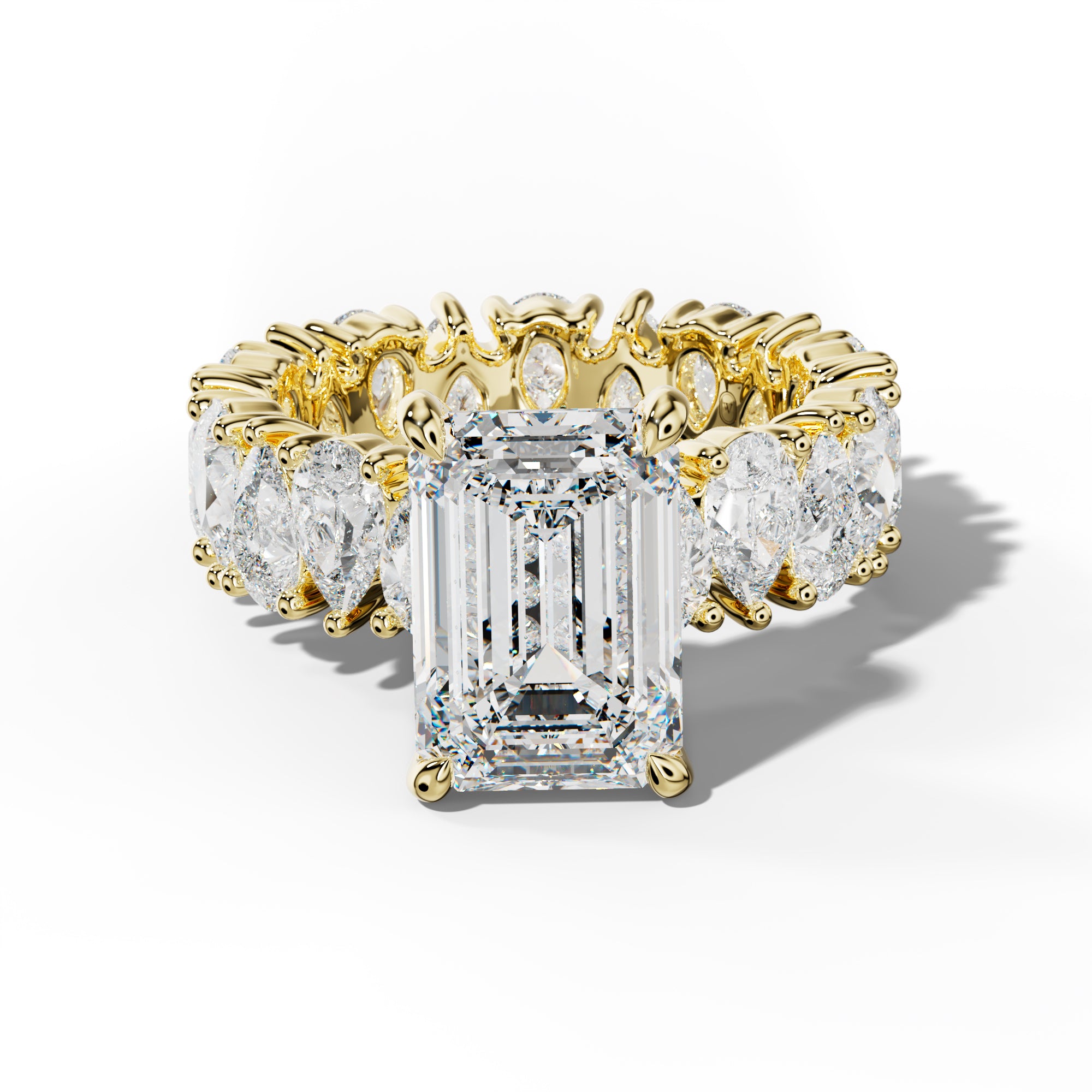 Livia Emerald Cut Engagement Ring With Pear Shape Side Stones