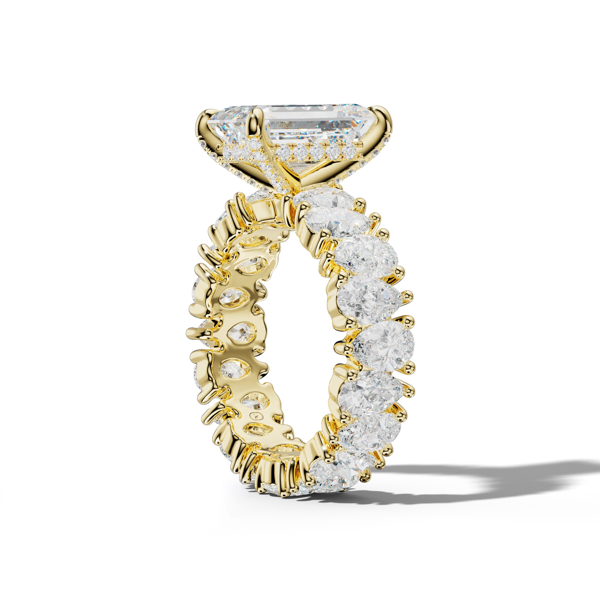 Livia Emerald Cut Engagement Ring With Pear Shape Side Stones