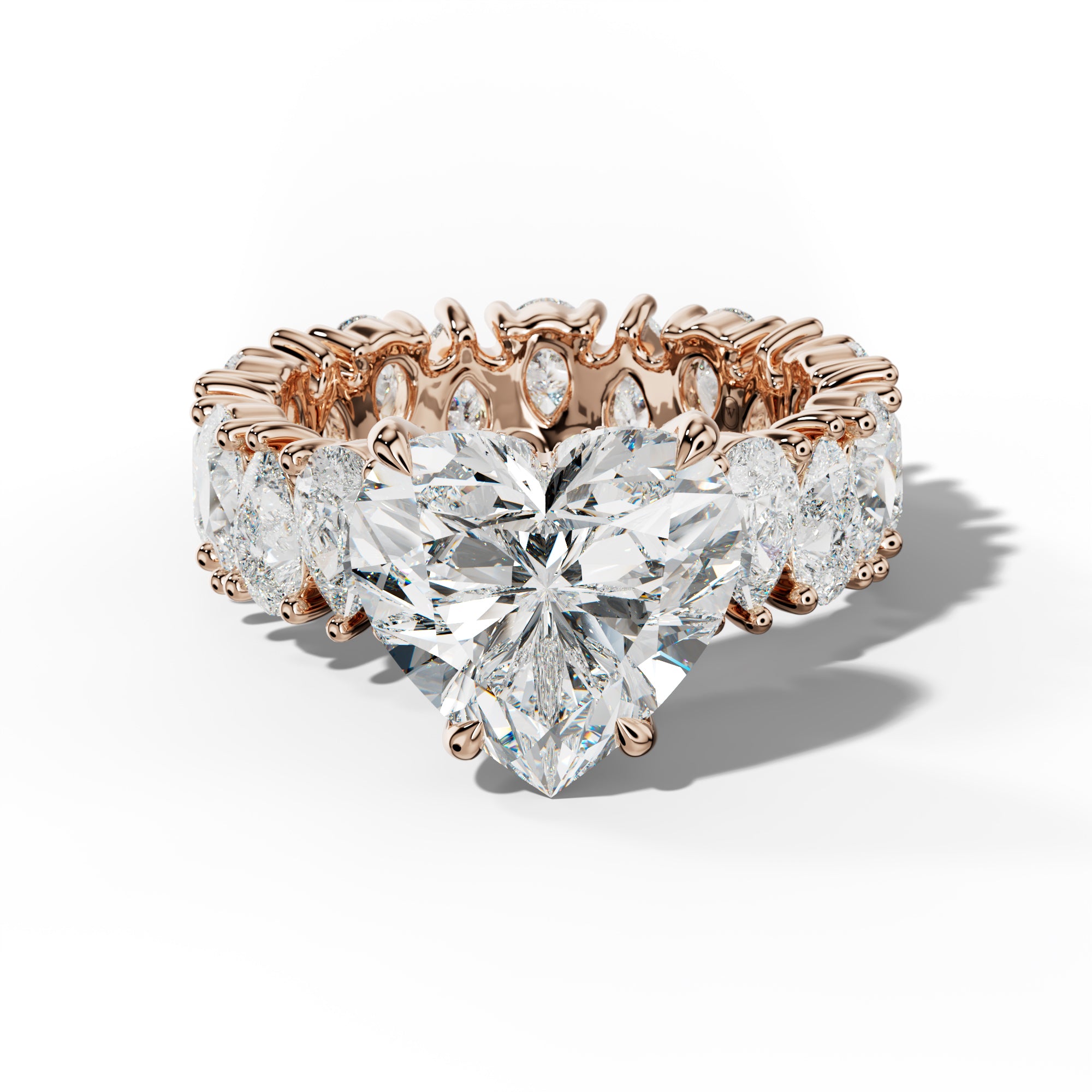Livia Heart Diamond Engagement Ring With Pear Shape Side Stones