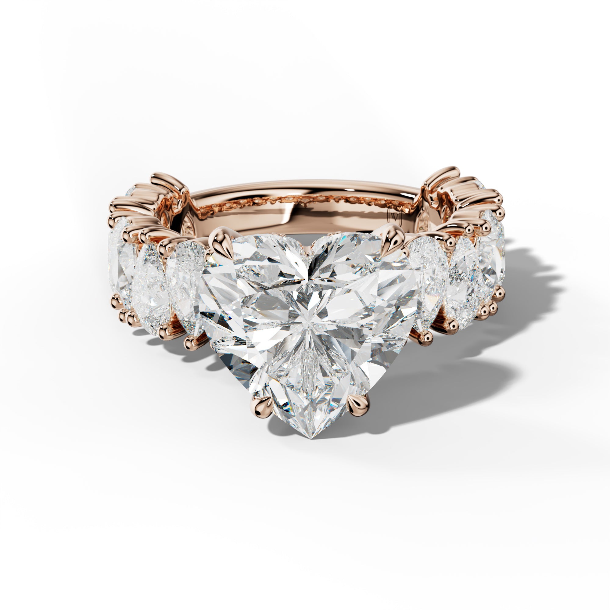 Paula Heart Diamond Engagement Ring With Pear Shape Side Stones