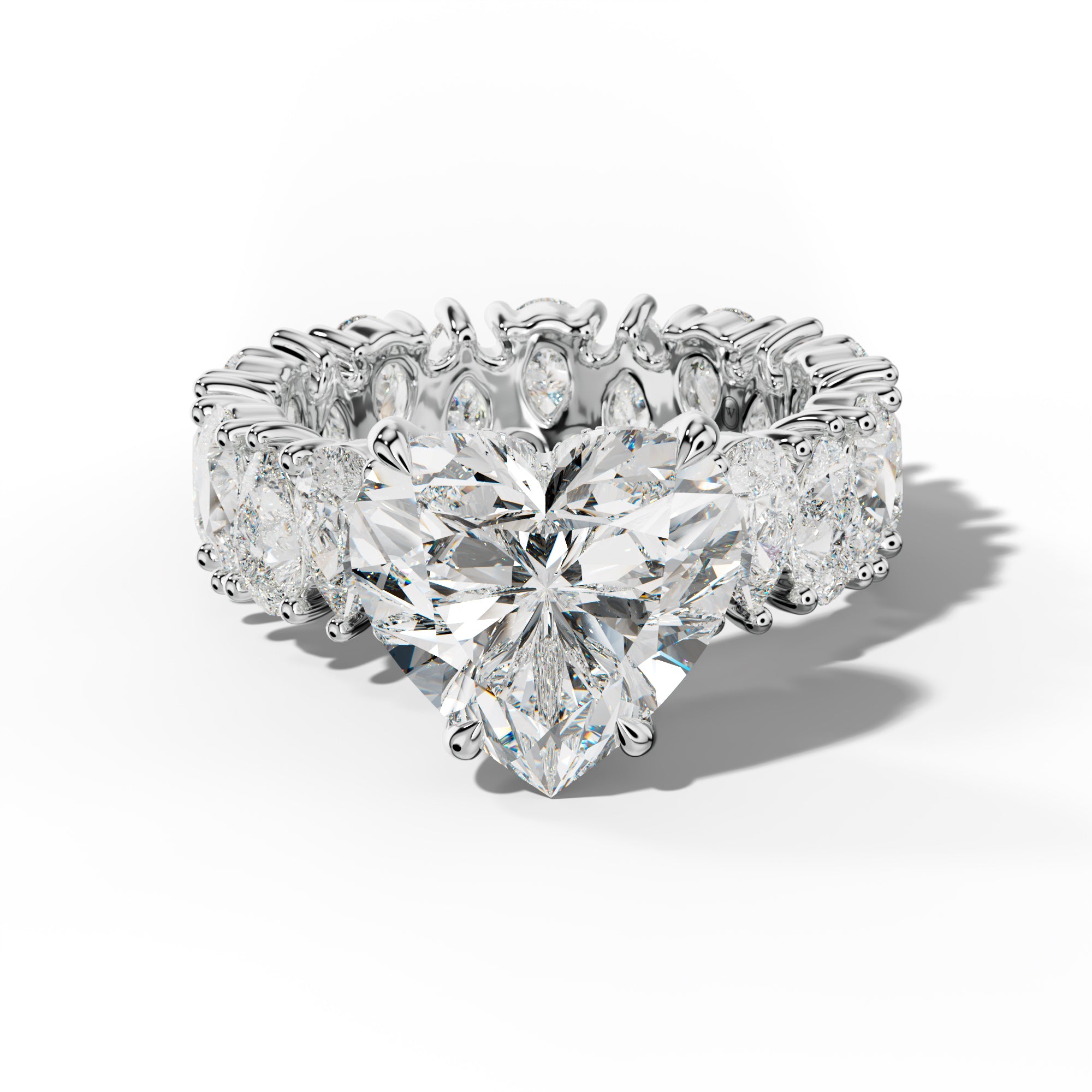 Livia Heart Diamond Engagement Ring With Pear Shape Side Stones