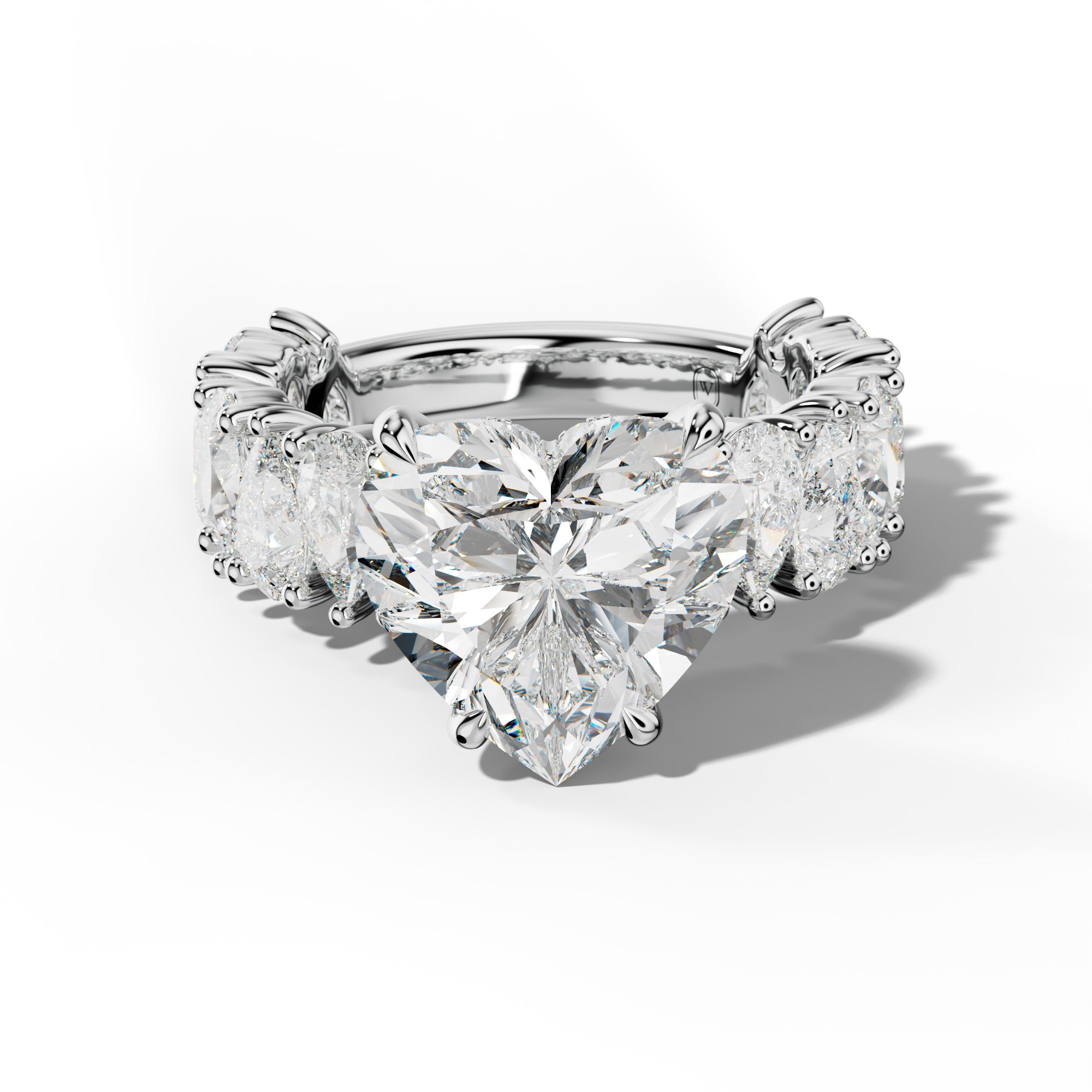 Paula Heart Diamond Engagement Ring With Pear Shape Side Stones