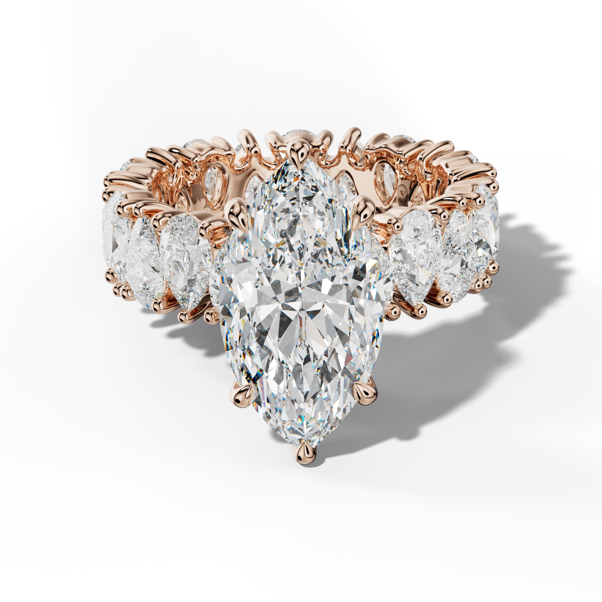 Livia Marquise Diamond Engagement Ring With Pear Shape Side Stones