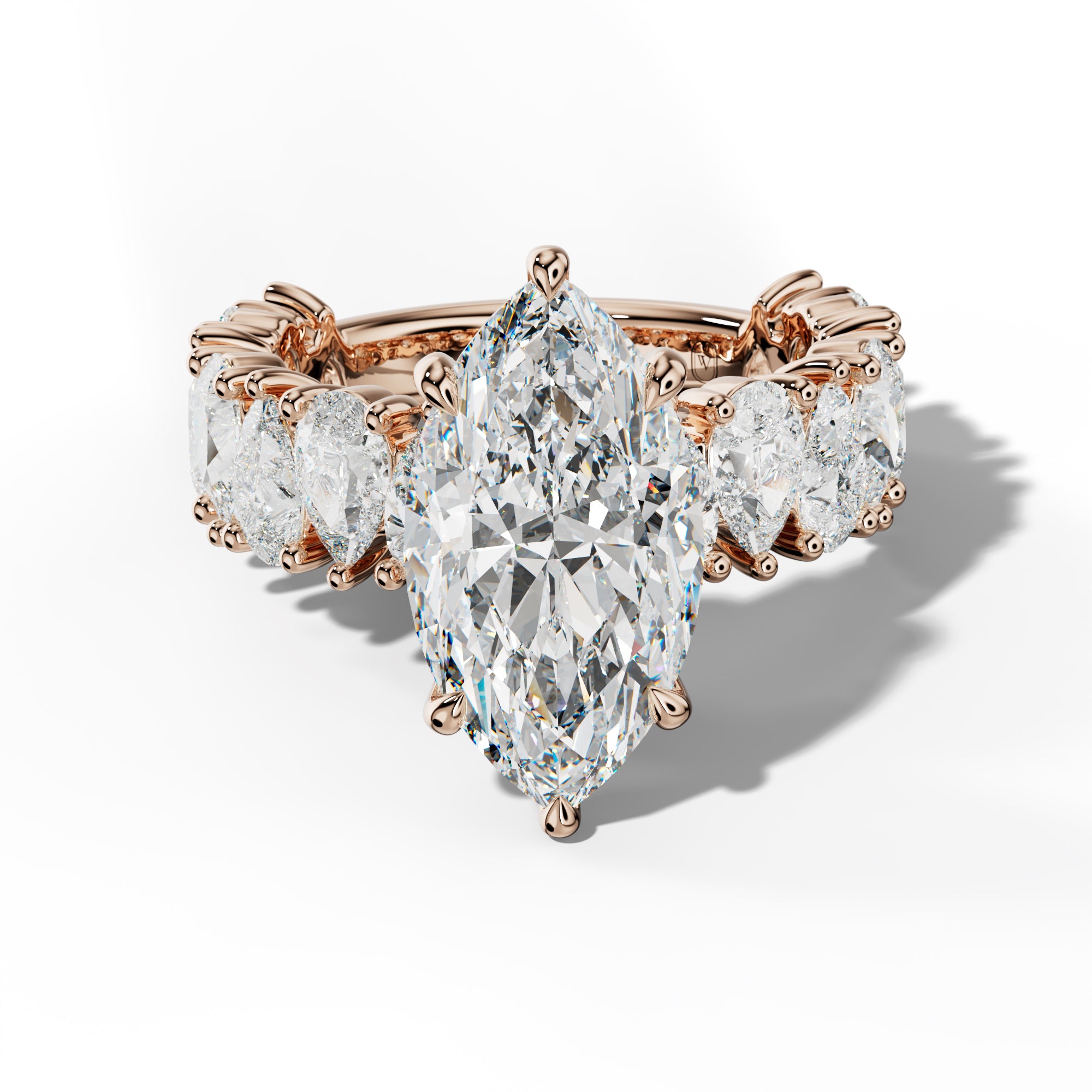 Paula Marquise Diamond Engagement Ring With Pear Shape Side Stones